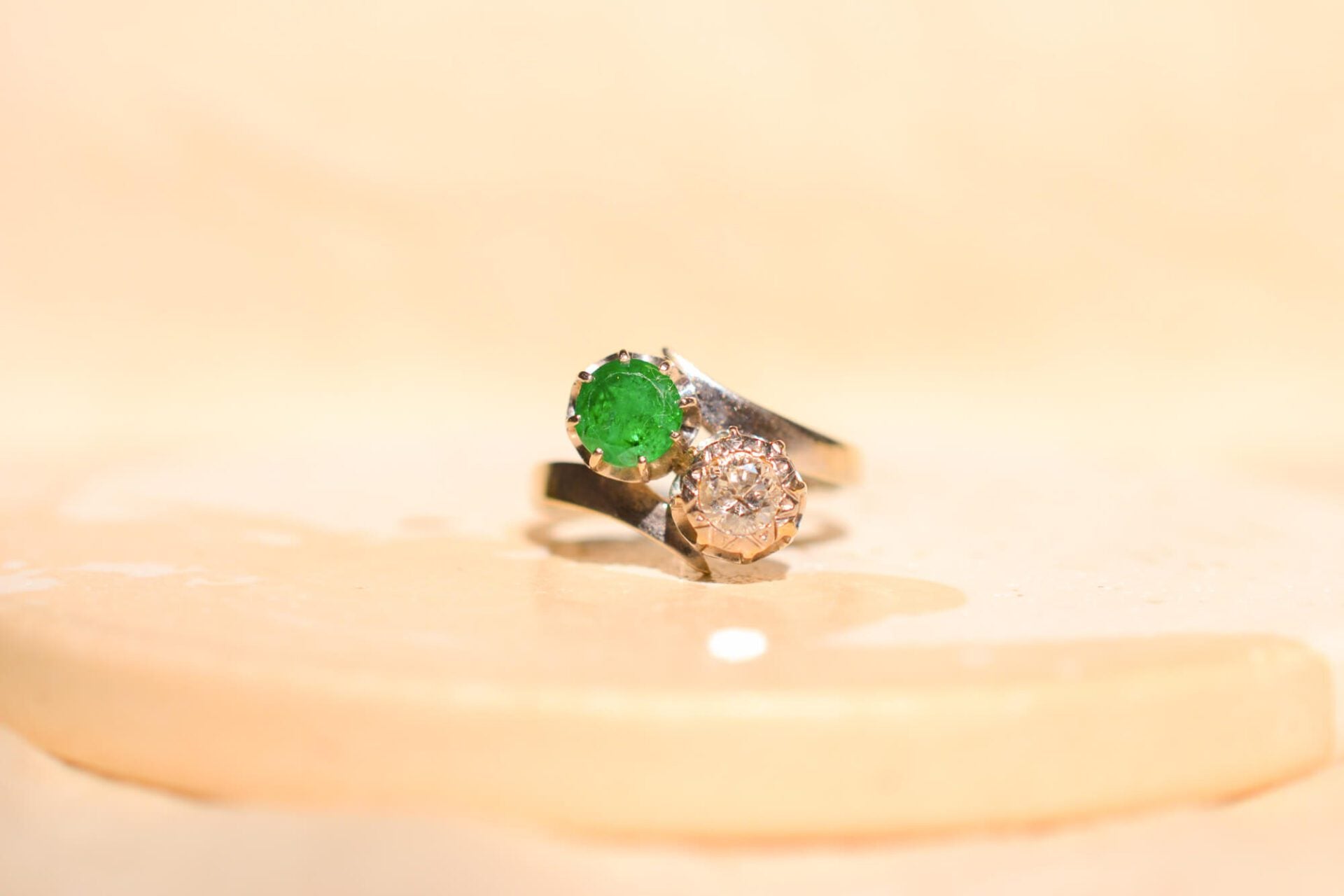 Bague Toi et Moi Emeraude et Diamant