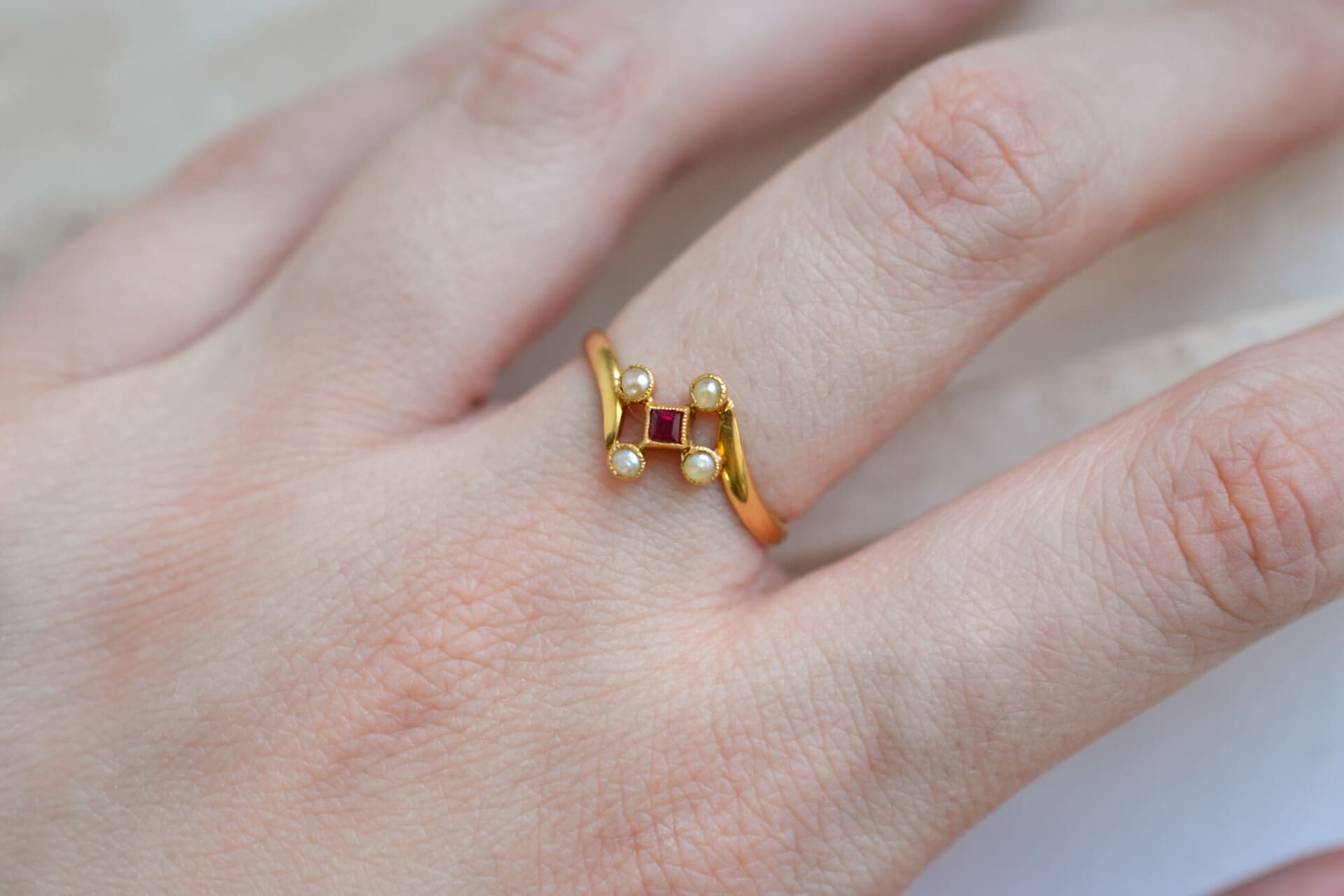 Bague Tourmaline et Perles
