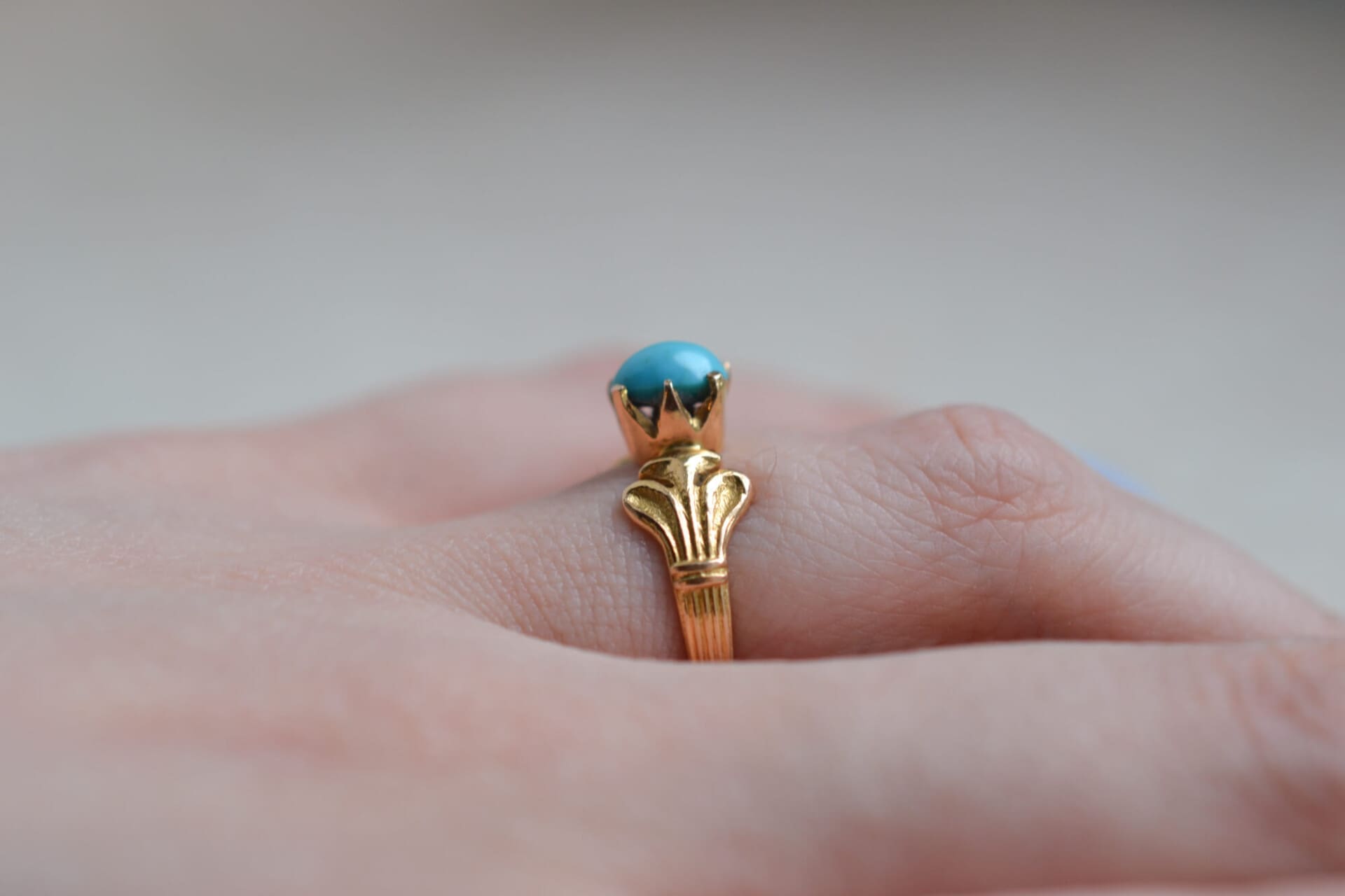 Bague Turquoise monture feuilles