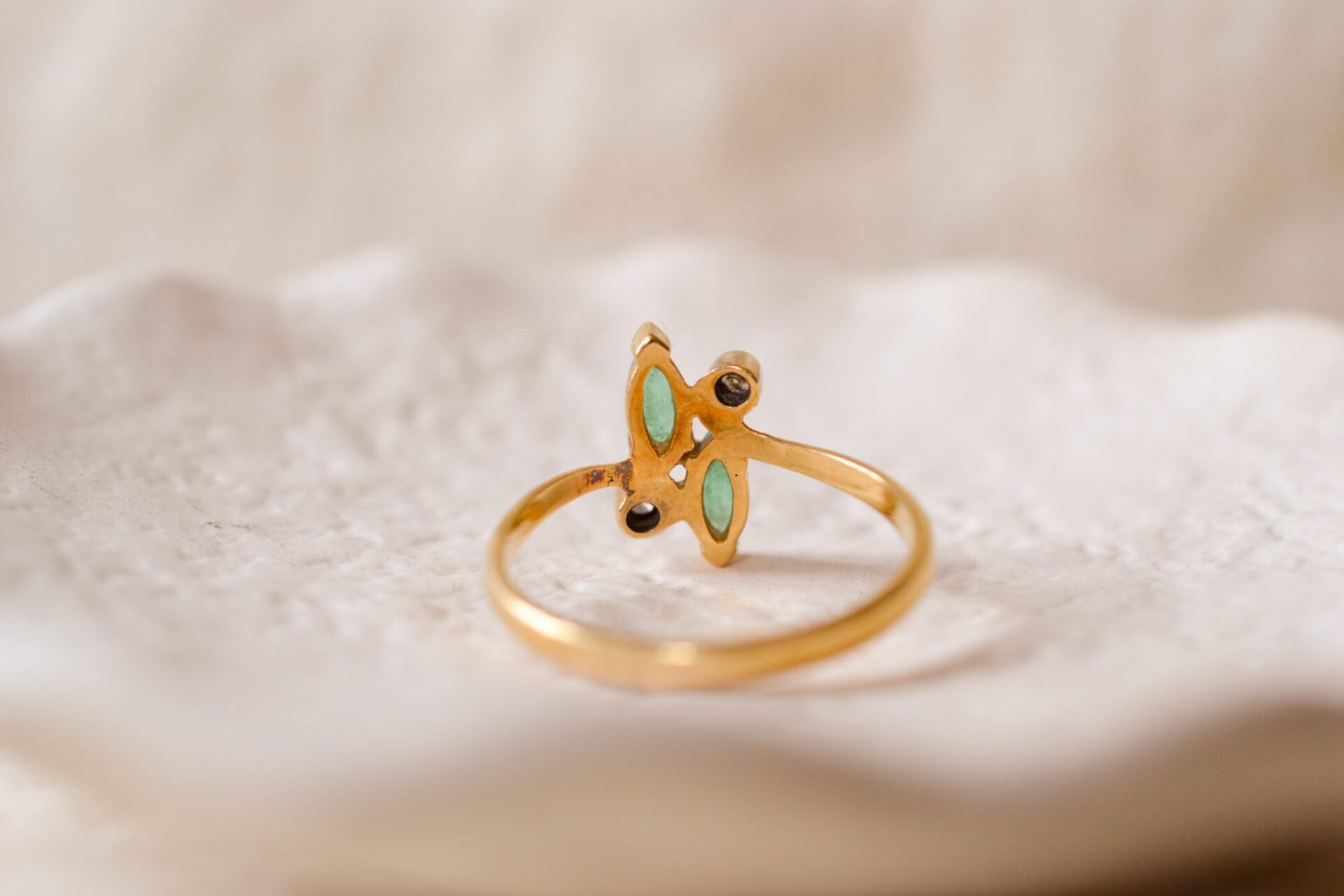 Bague papillon Emeraudes et Diamants