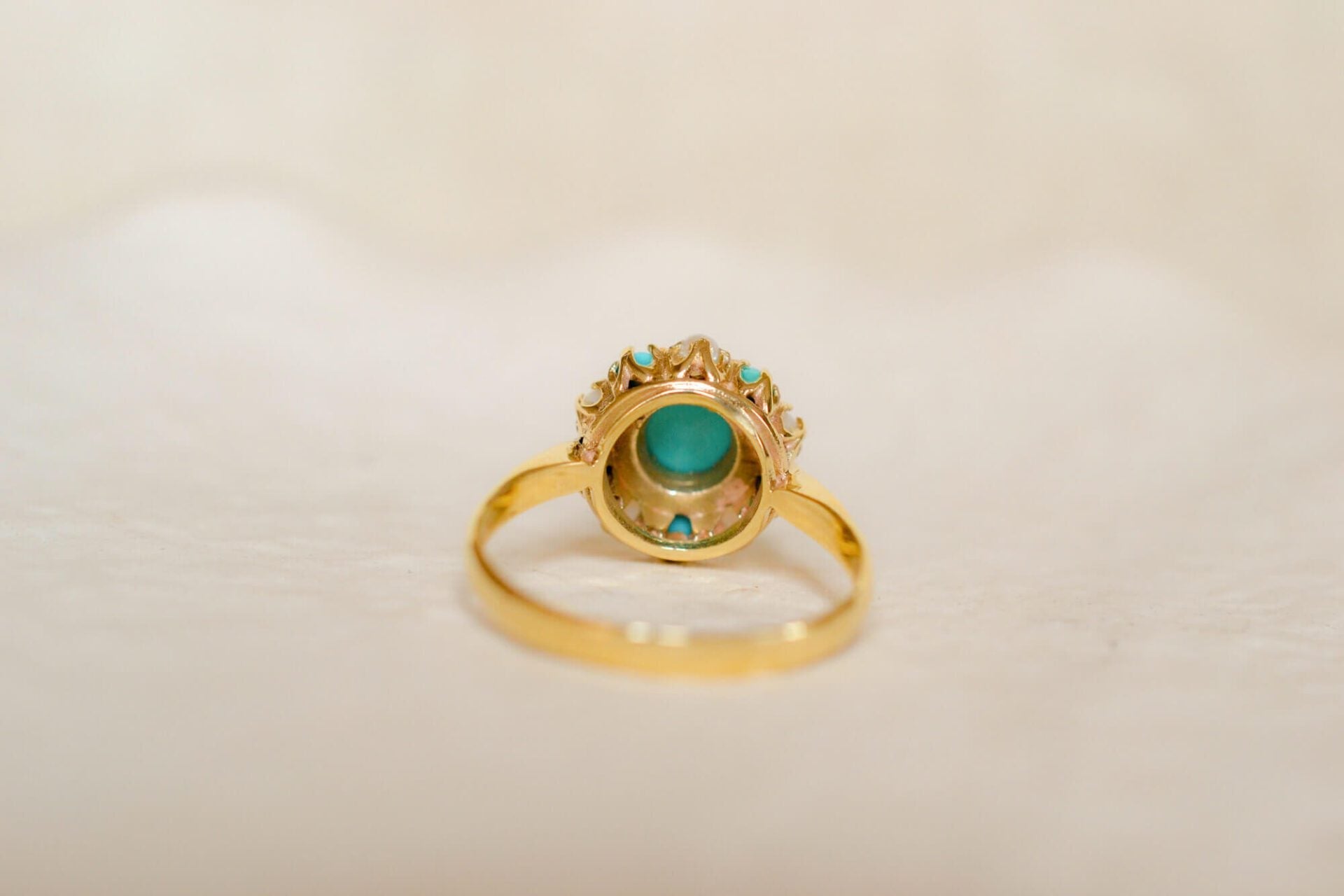 Bague fleur Turquoises et Perles