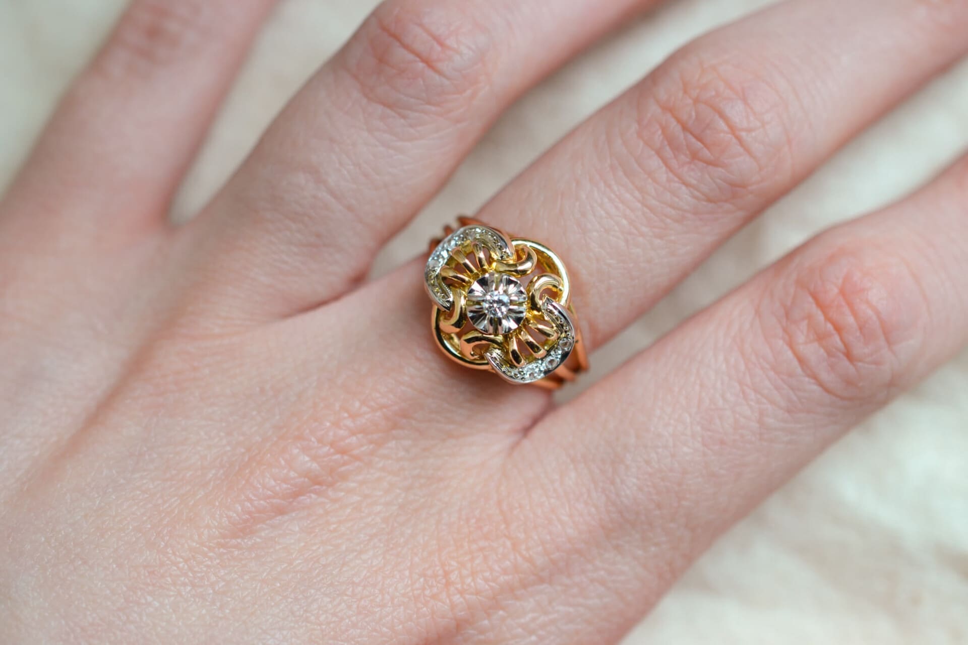Bague ajourée 2 Ors Diamants