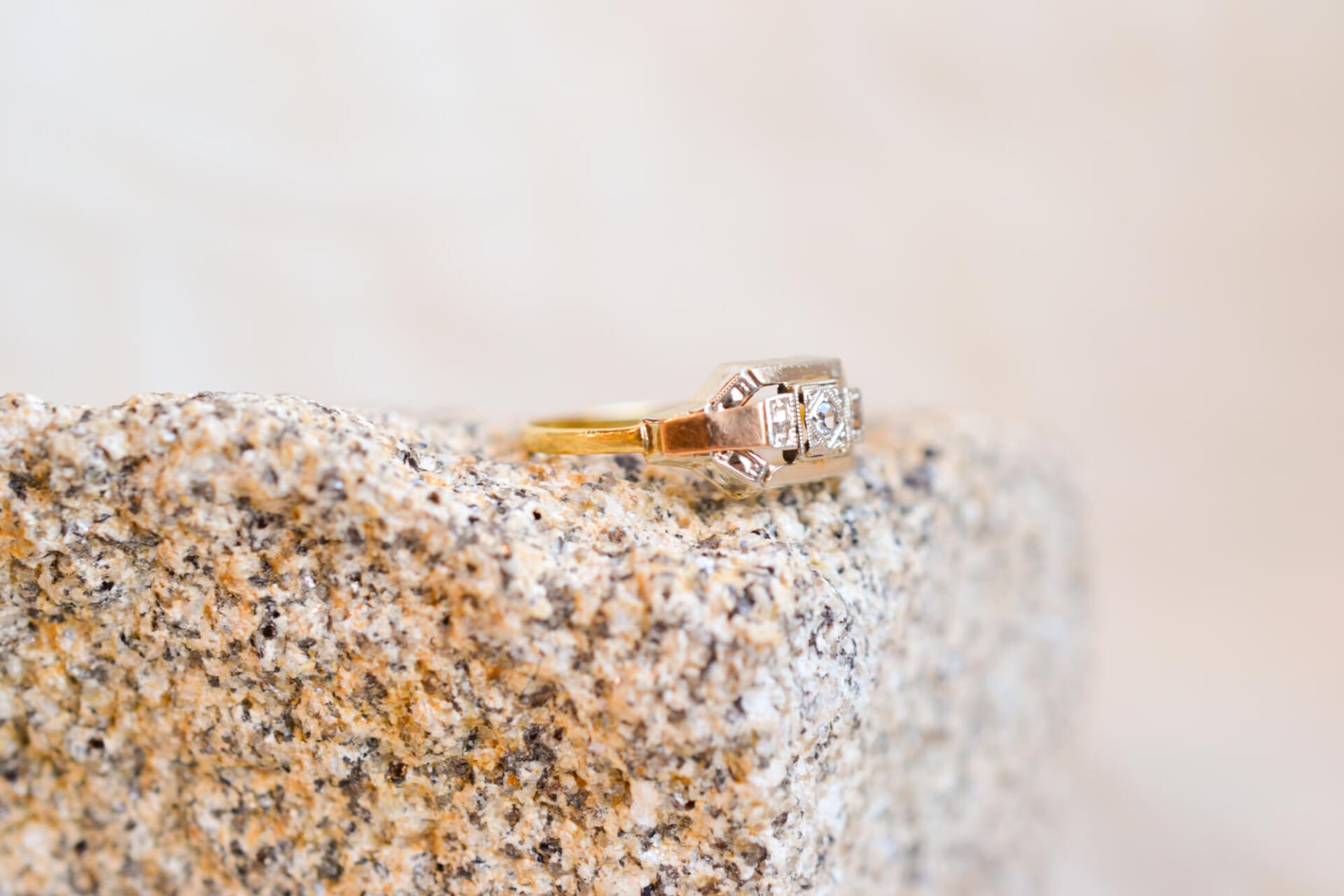 Bague Art Déco 3 Ors Oxyde
