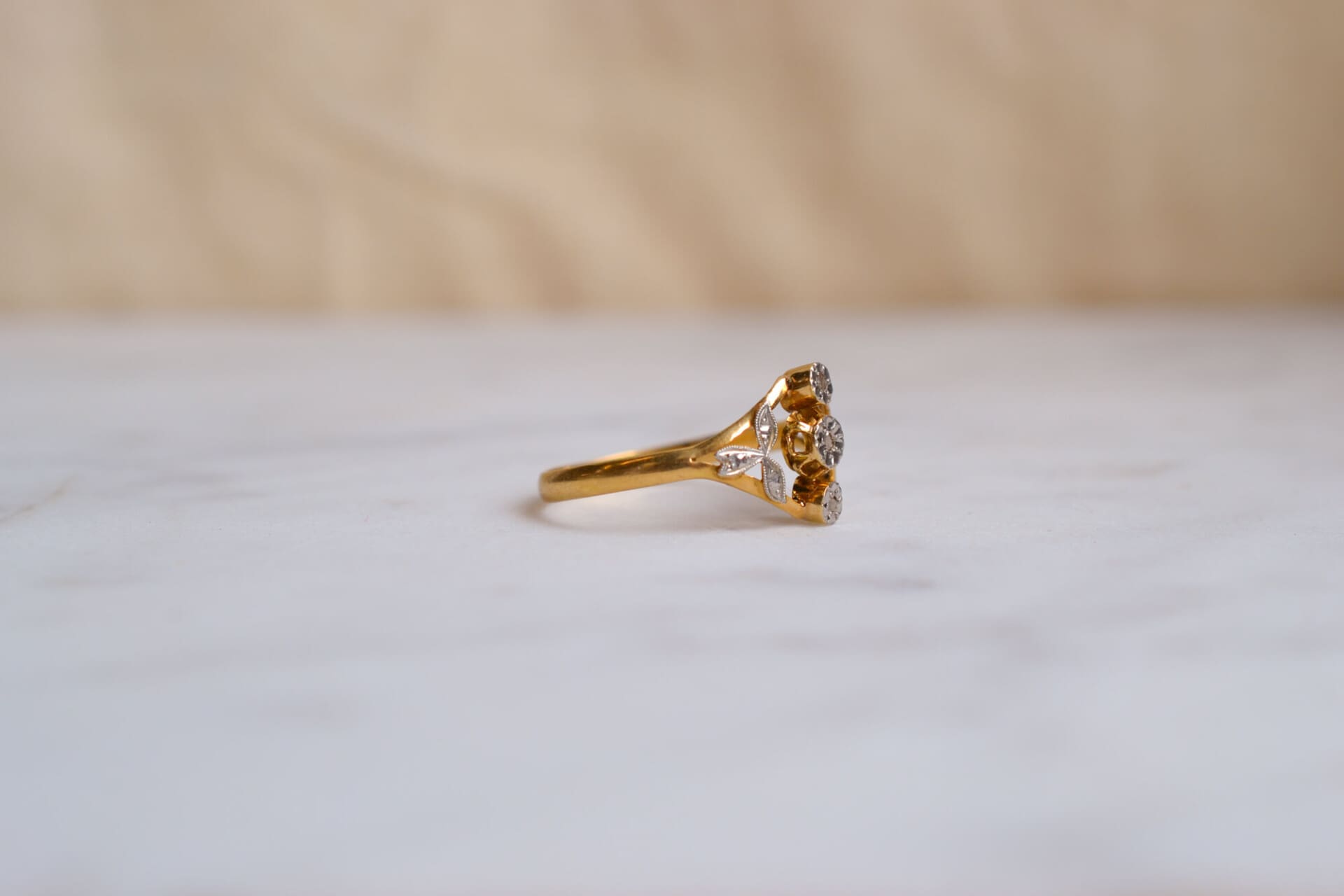 Bague Art Nouveau 2 Ors Diamants