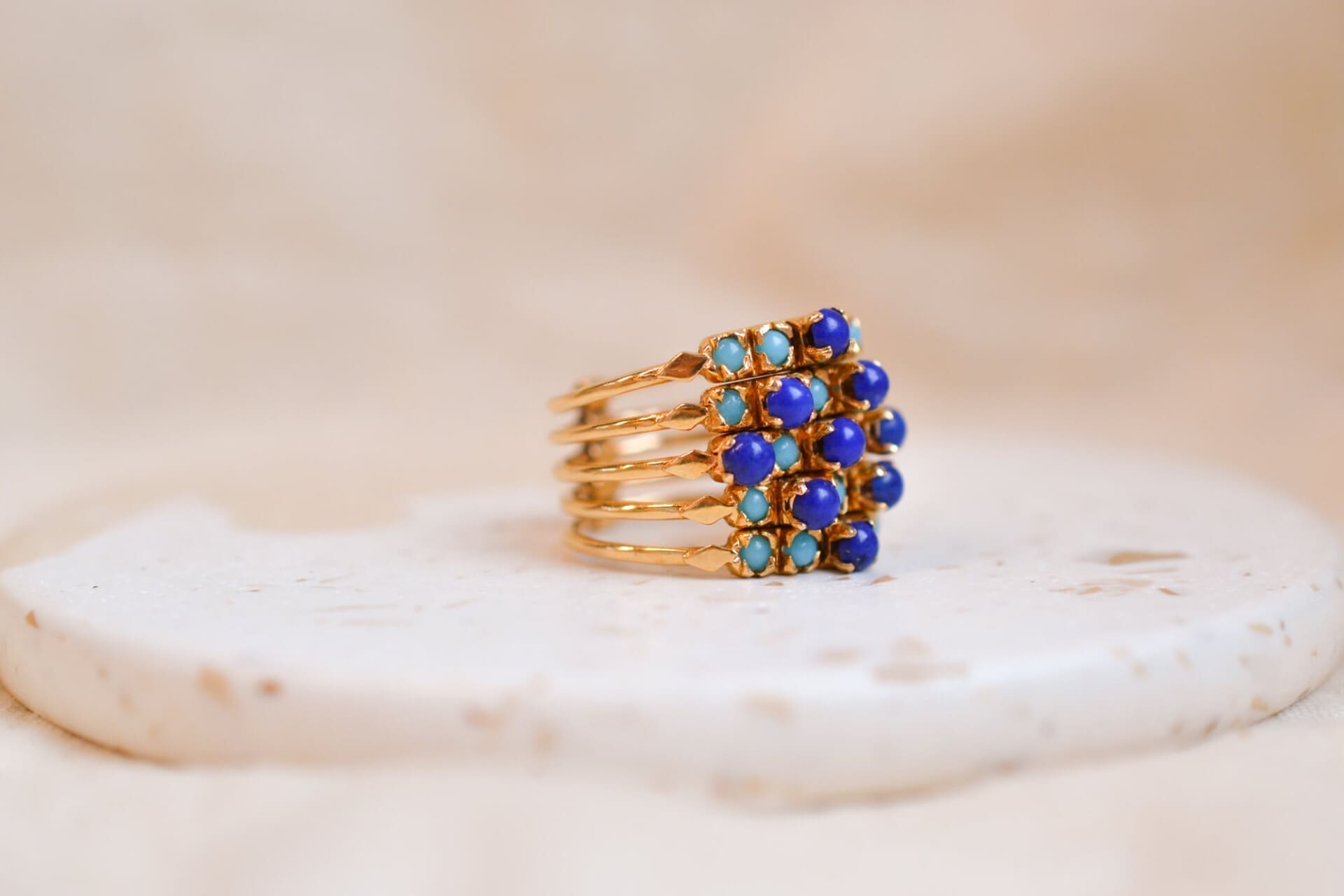 Bague Harem Turquoises et Lapis Lazulis