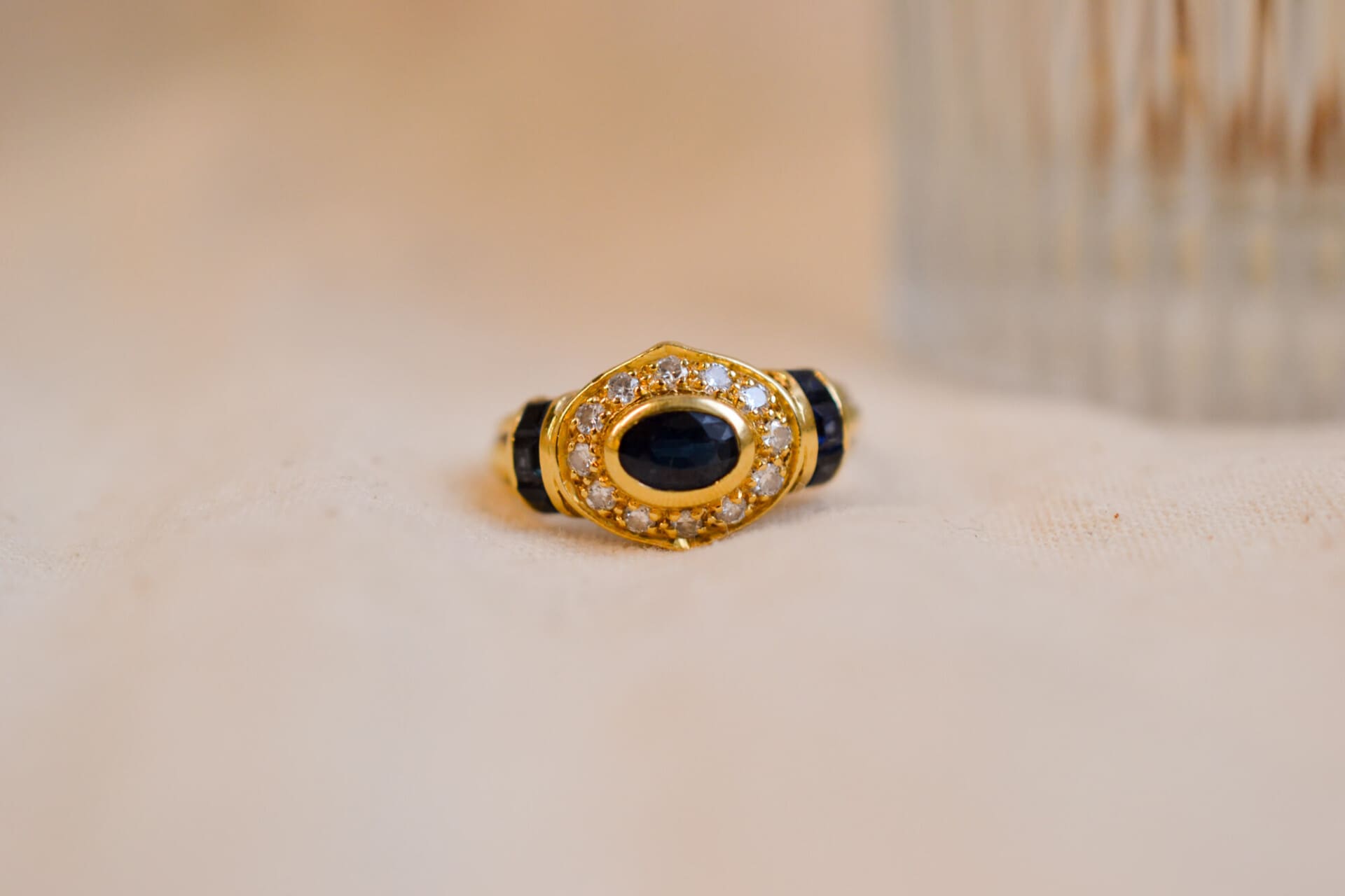 Bague ovale Saphirs et Diamants