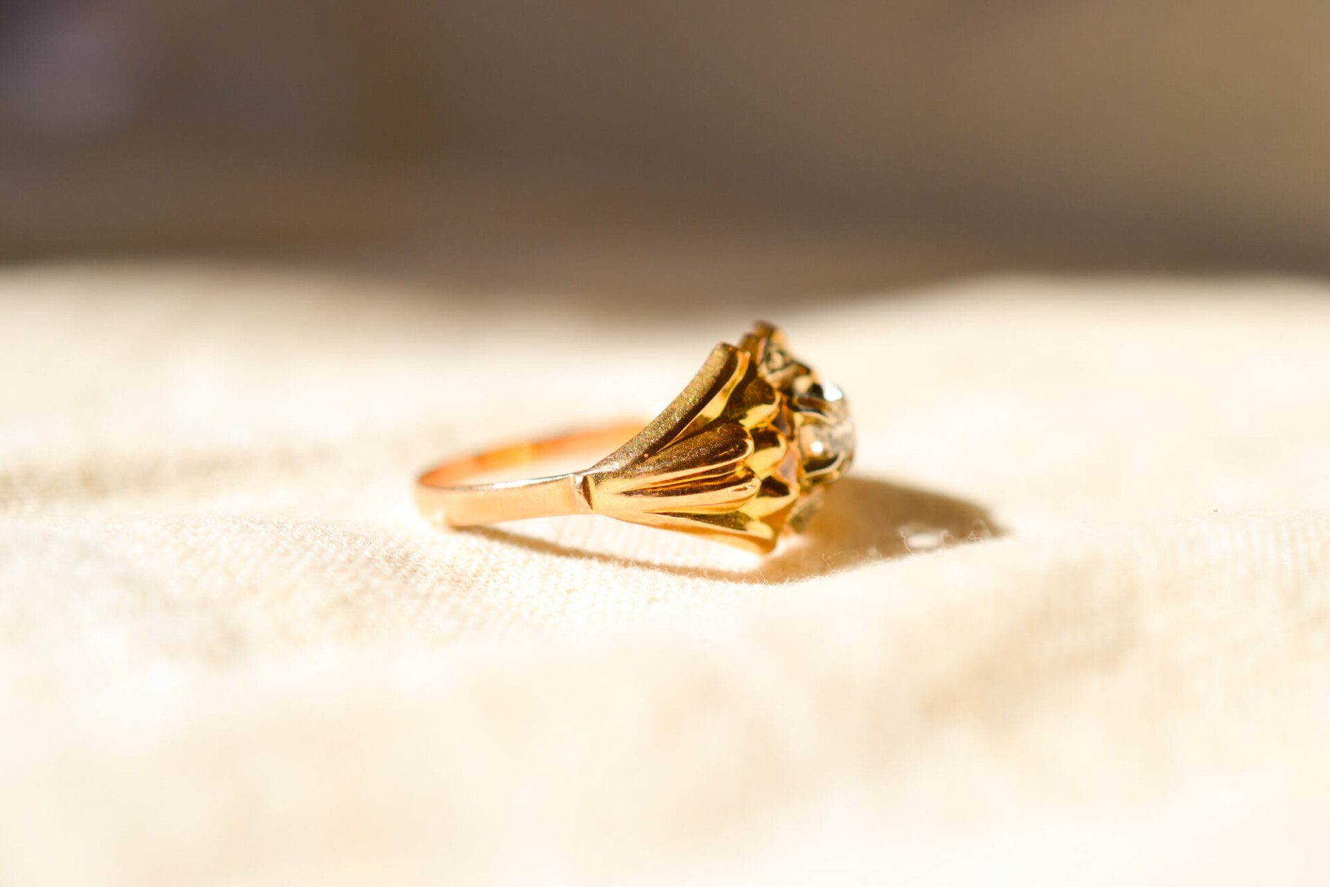 Bague Art Déco Oxyde serti griffes