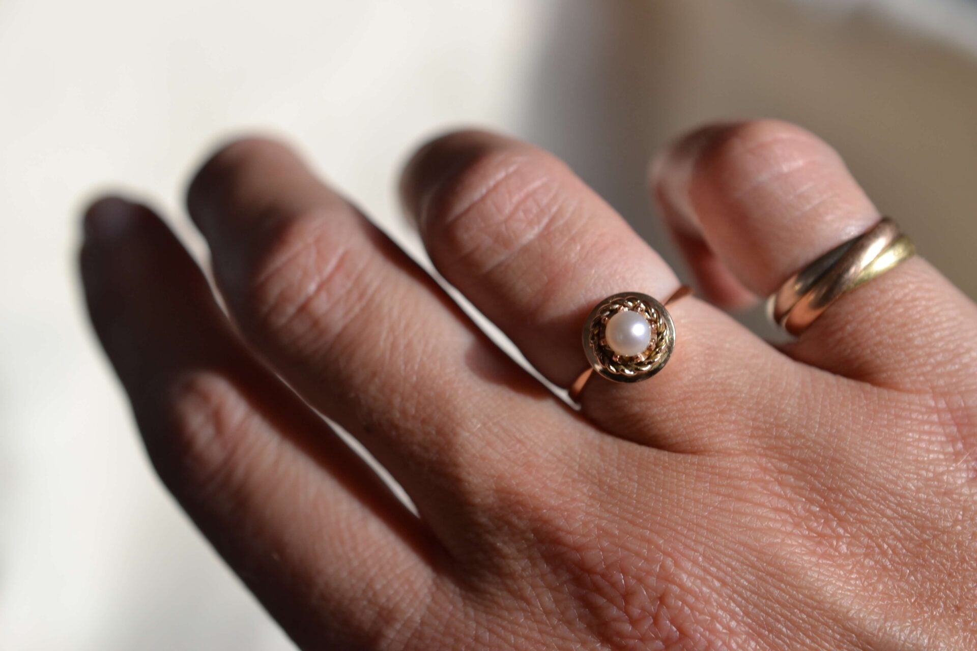 Bague cordage Perle