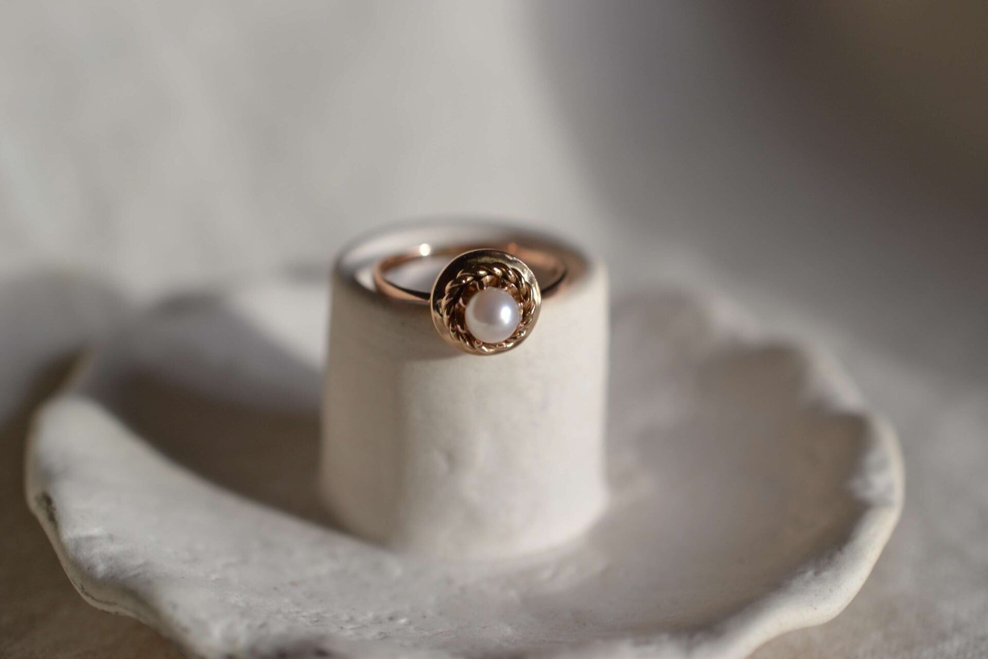 Bague cordage Perle