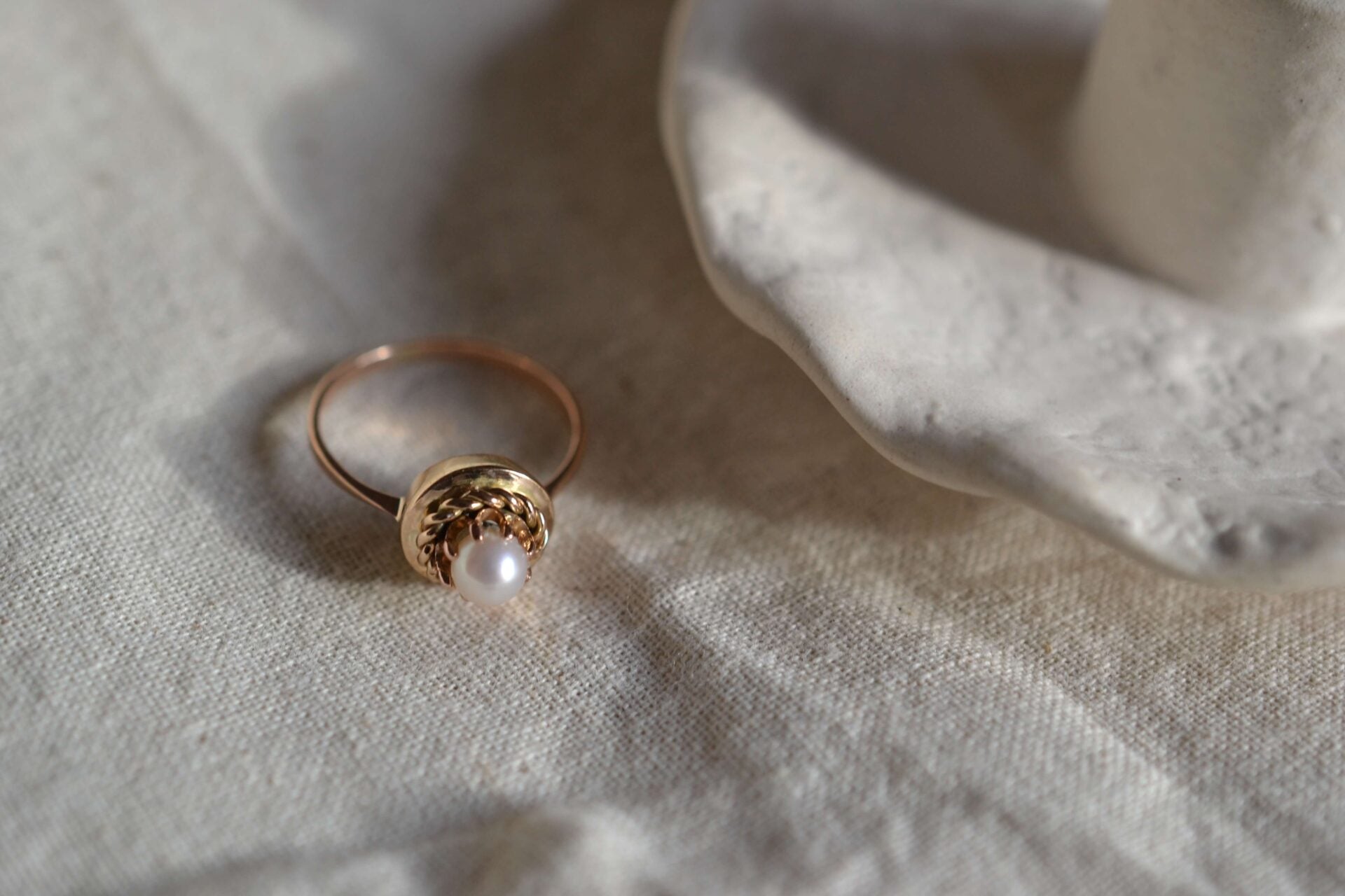 Bague cordage Perle