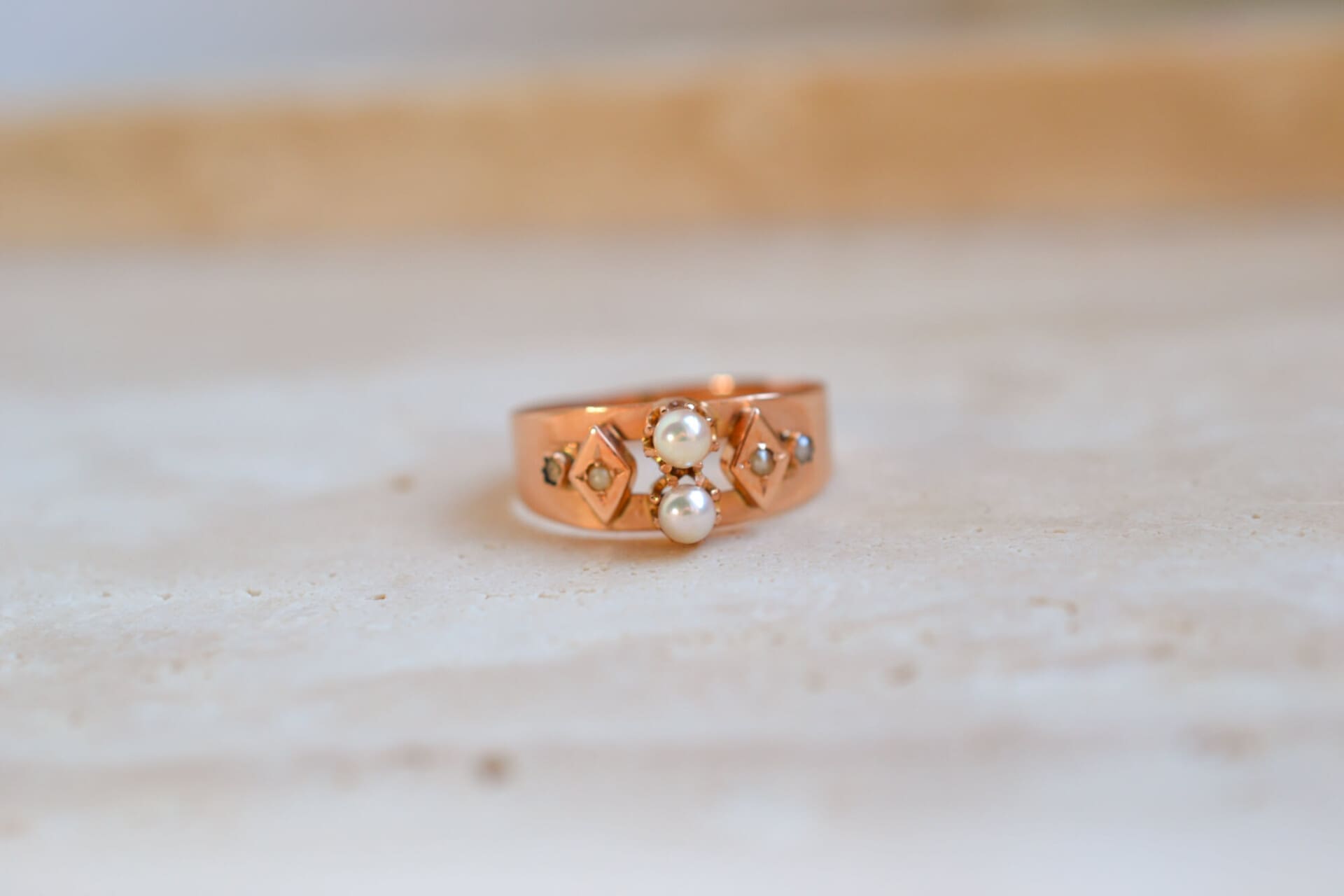 Bague bandeau Art Nouveau Perles