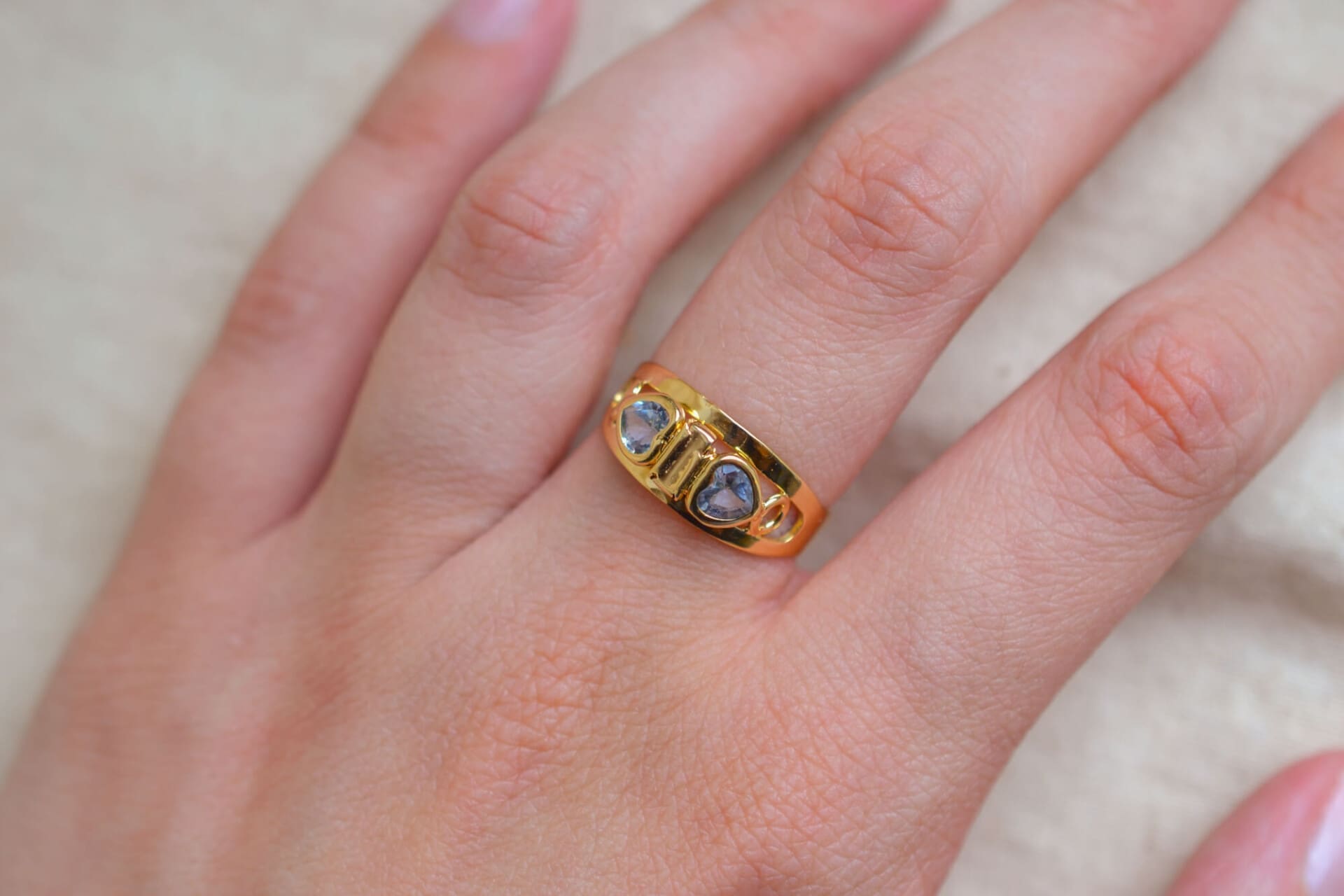 Bague bandeau ajourée Oxydes bleus