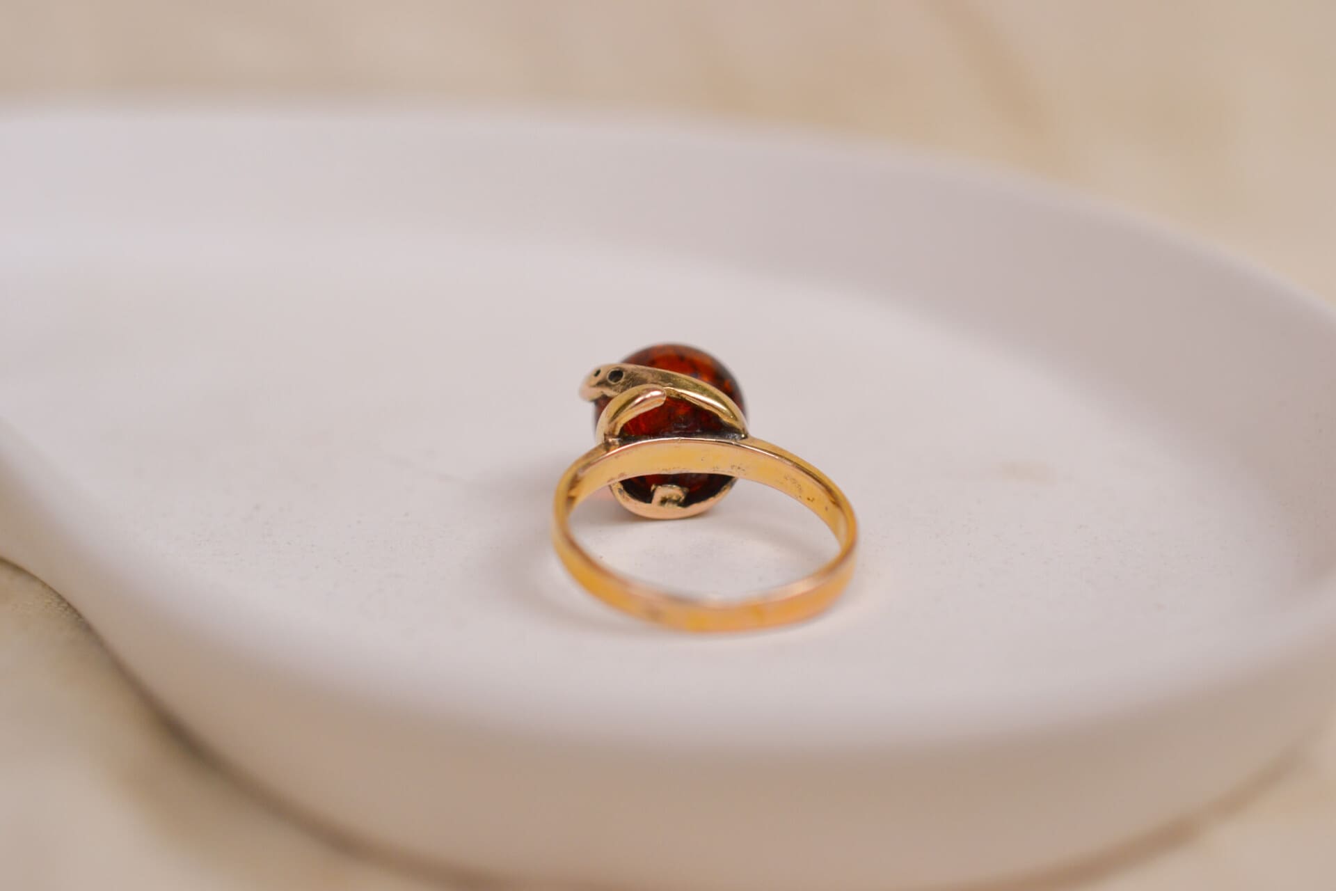 Bague boule Ambre Or jaune
