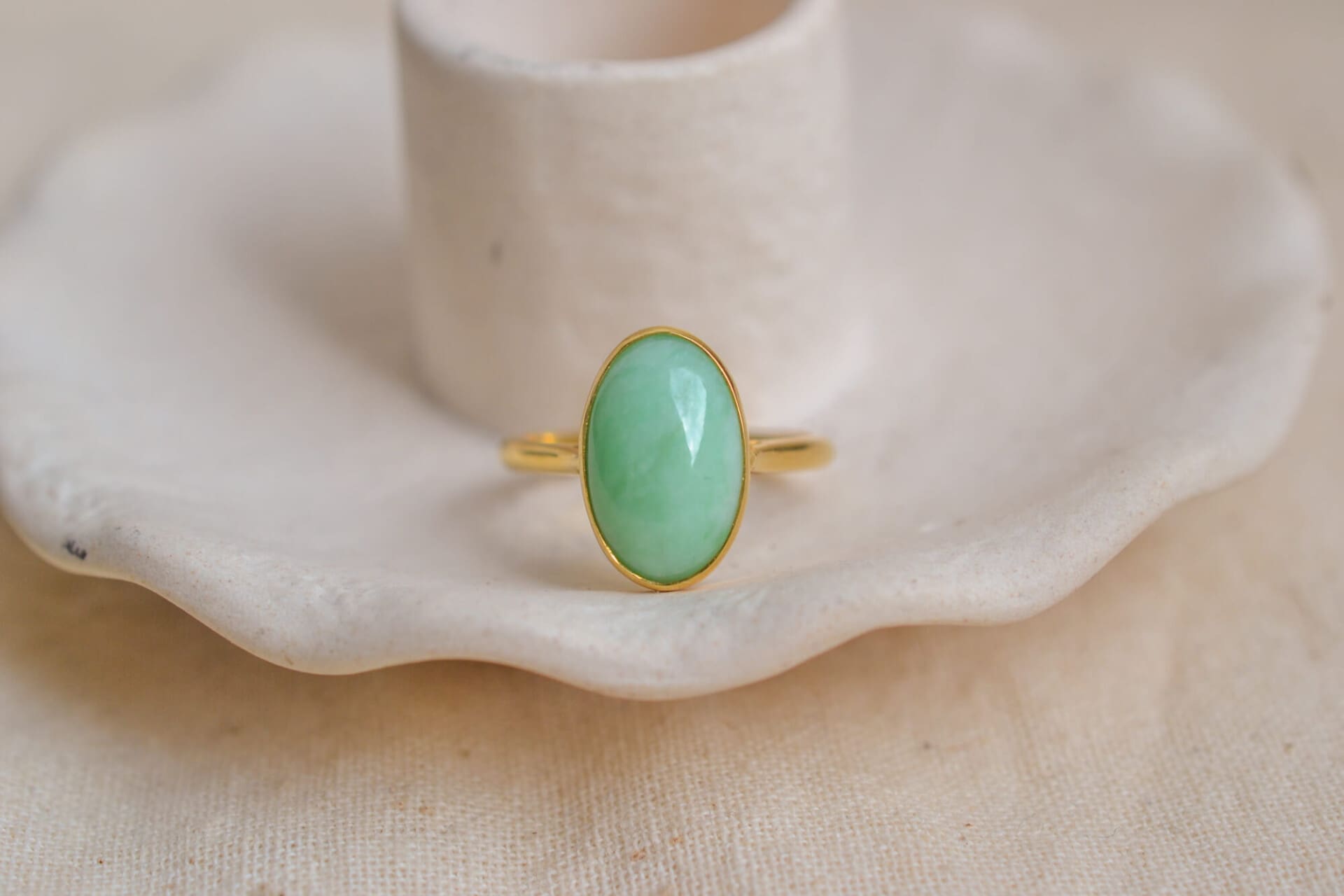 Bague cabochon Jade jadéite
