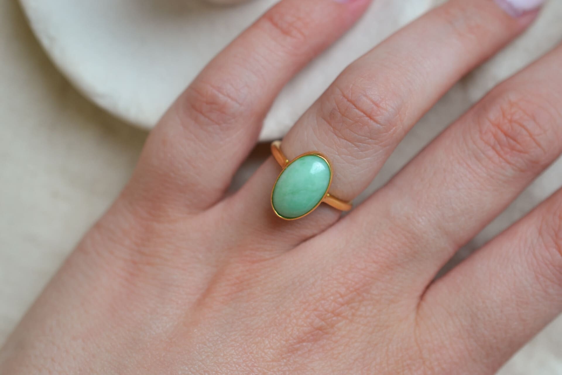 Bague cabochon Jade jadéite