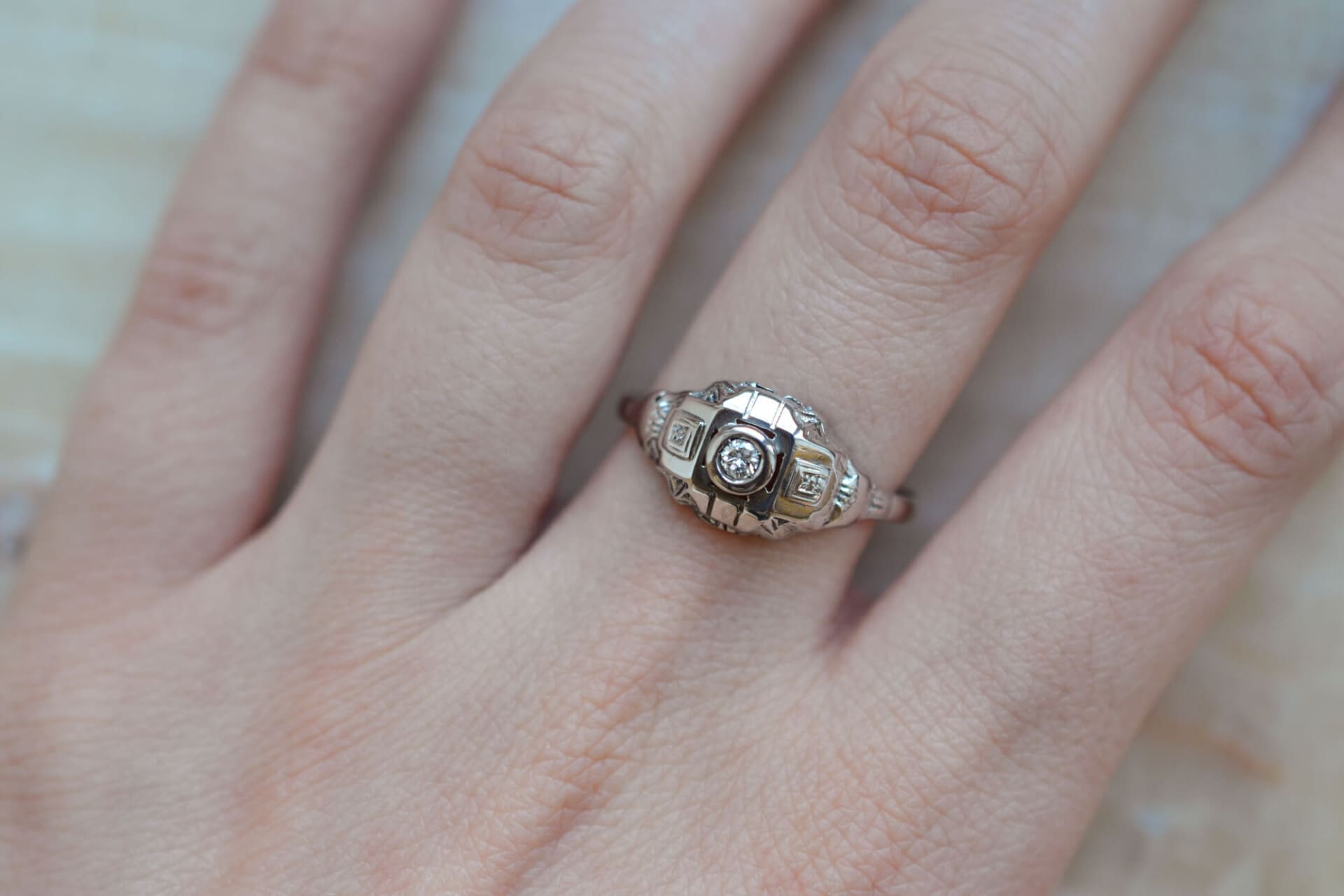 Bague corbeille Art Déco Diamant