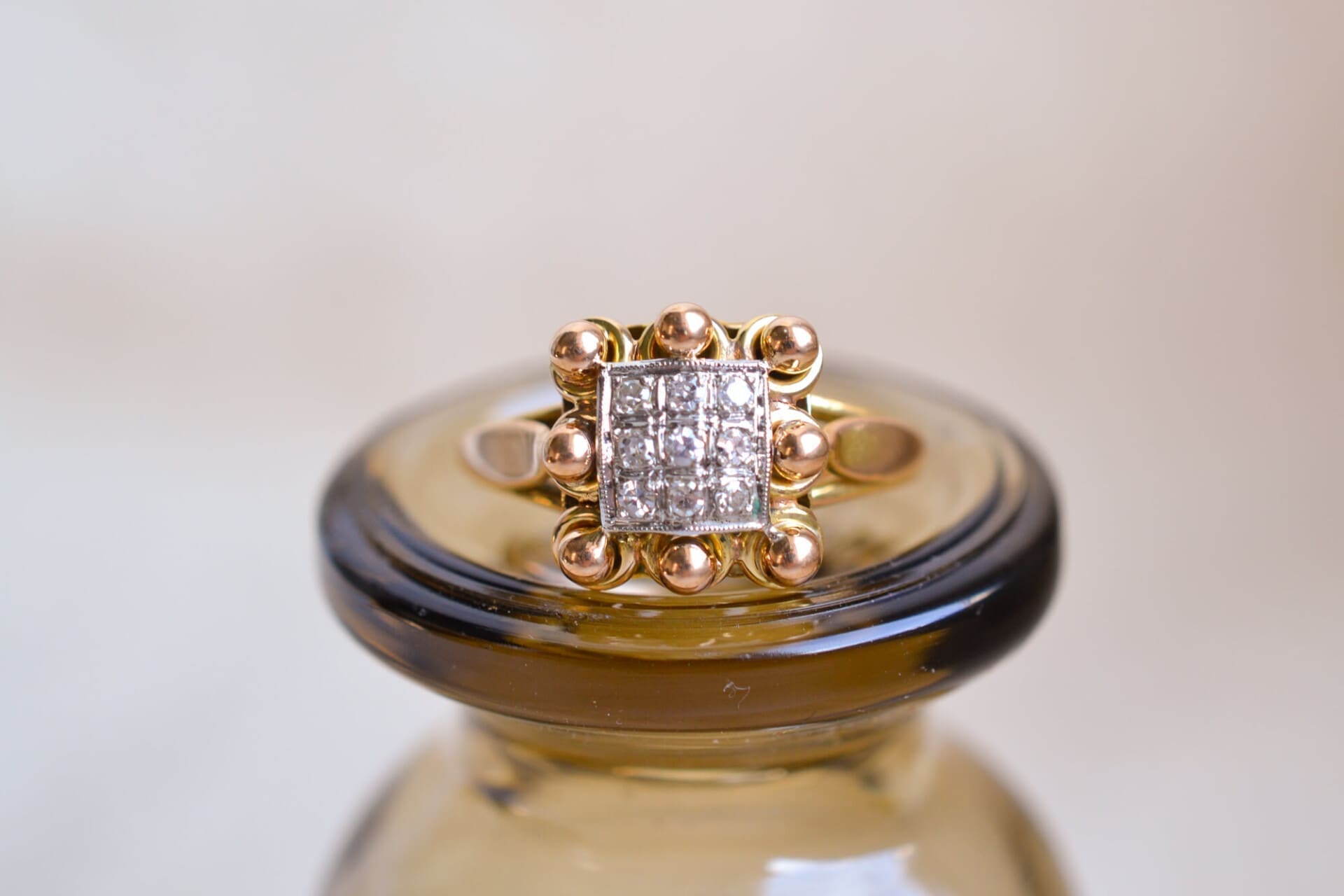 Bague damier et billes