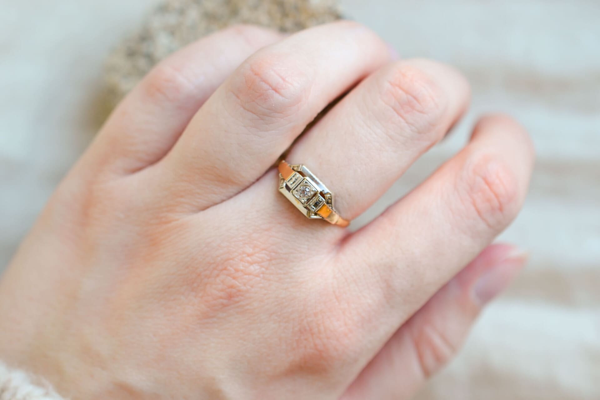 Bague Art Déco 3 Ors Oxyde