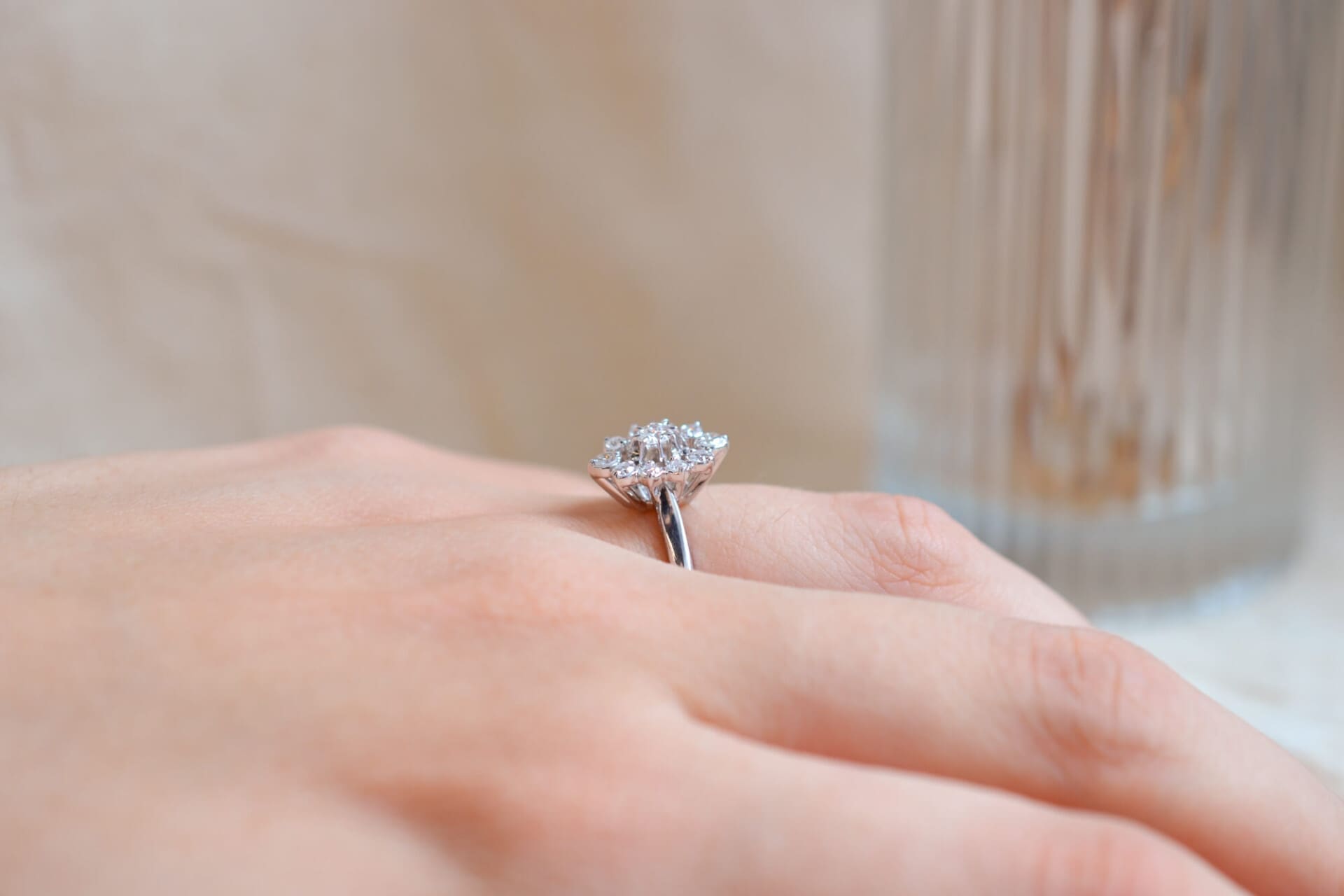 Bague Marguerite Or blanc Diamants