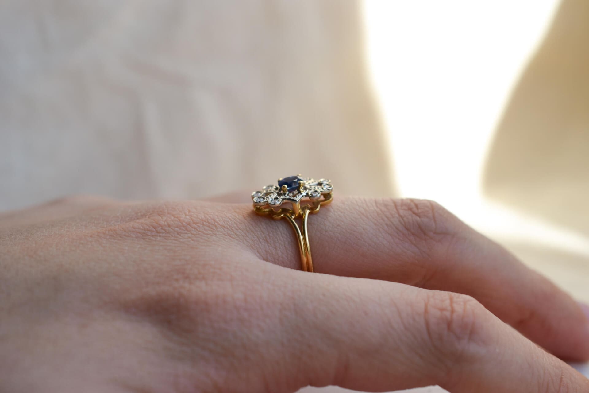 Bague ancienne Saphir et Diamants