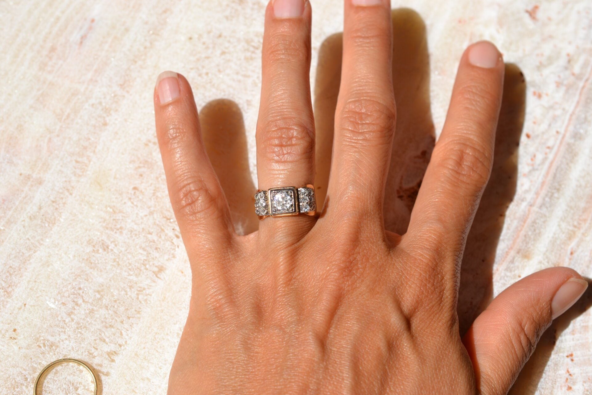Bague Tank 2 Ors et Diamants
