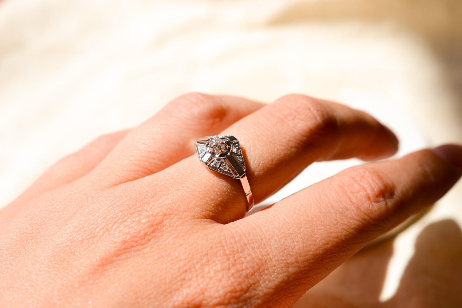 Bague Art Déco losange Diamants