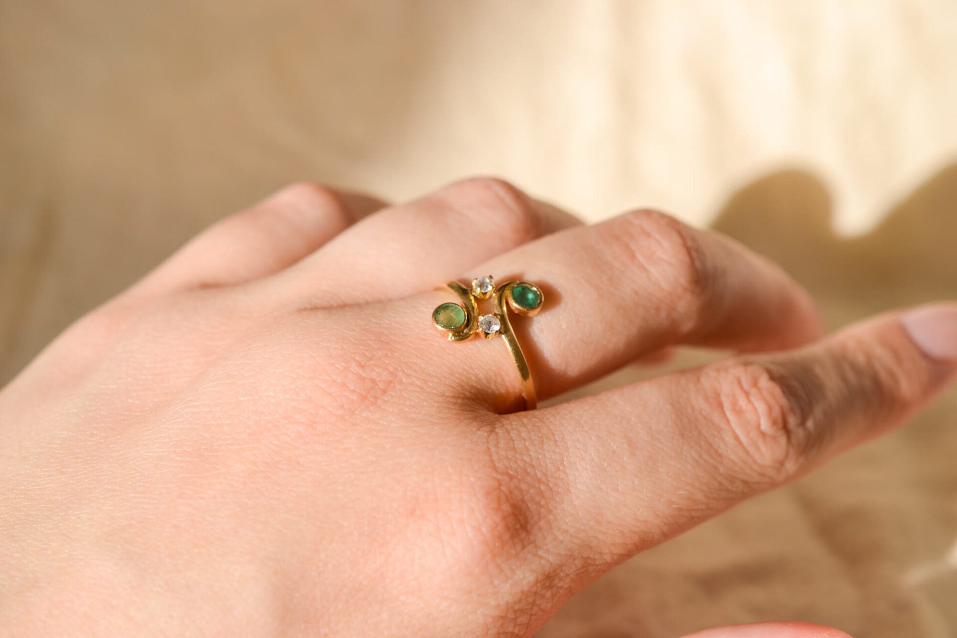 Bague Toi et Moi Emeraudes Oxydes