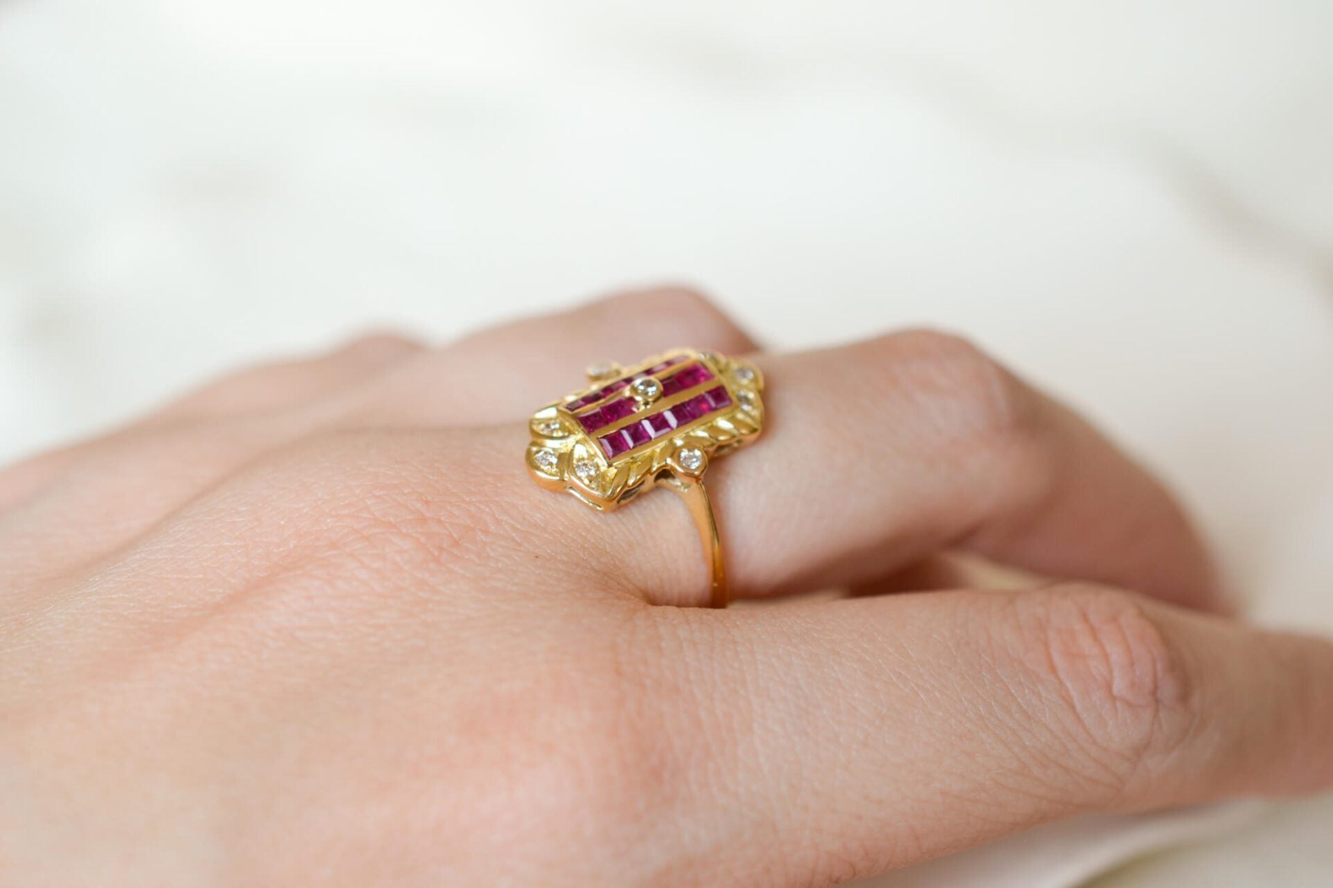 Bague Art Déco Rubis et Diamants