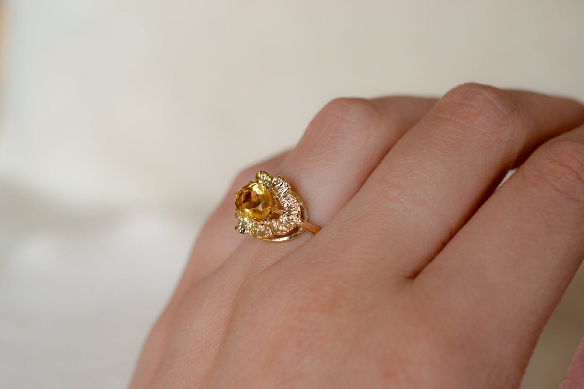 Bague fleur Citrine