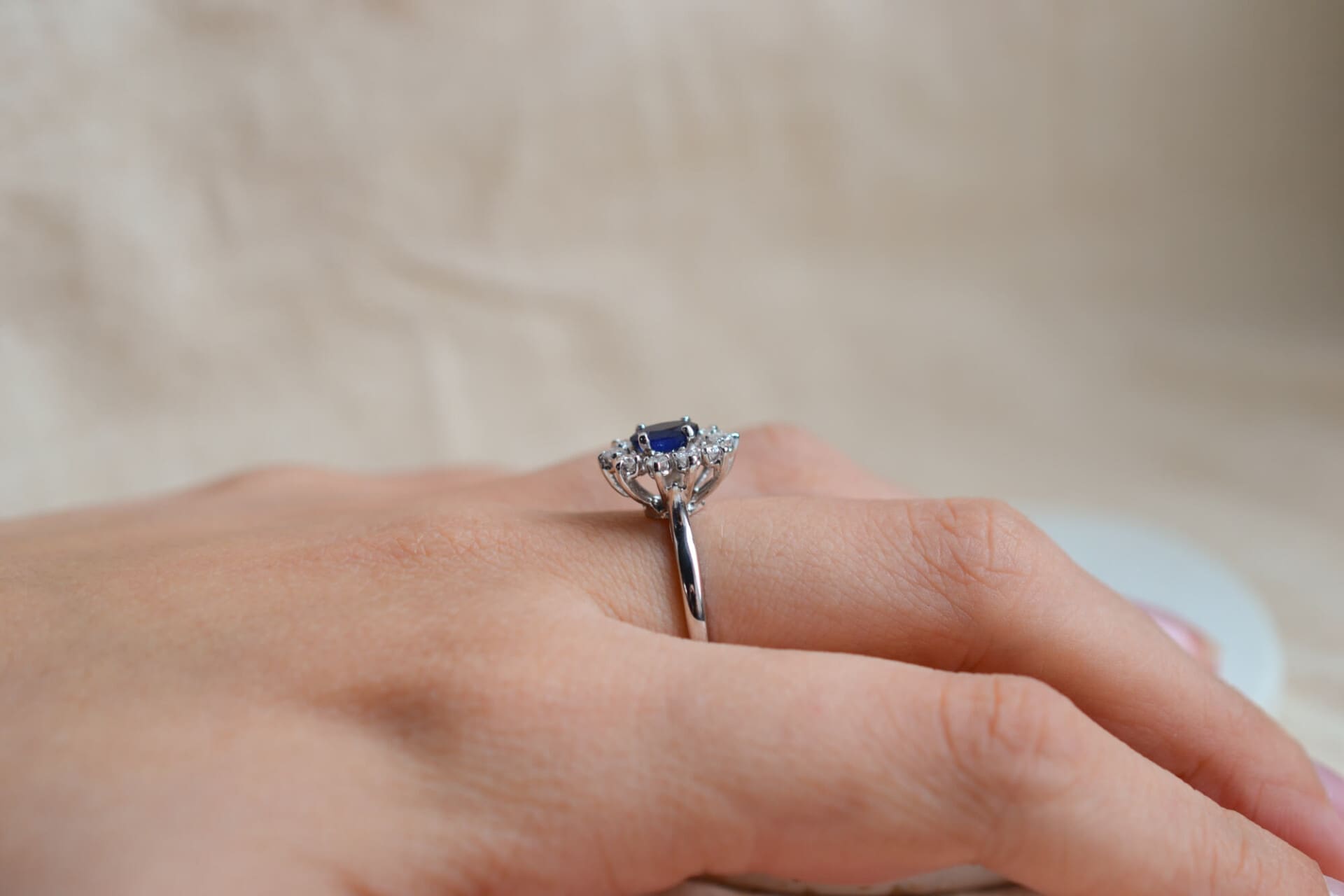 Bague Marguerite Saphir et Diamants