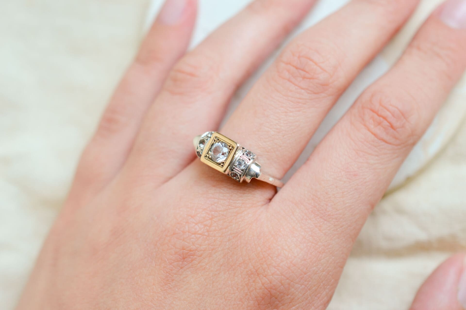 Bague Art Déco Argent Oxydes