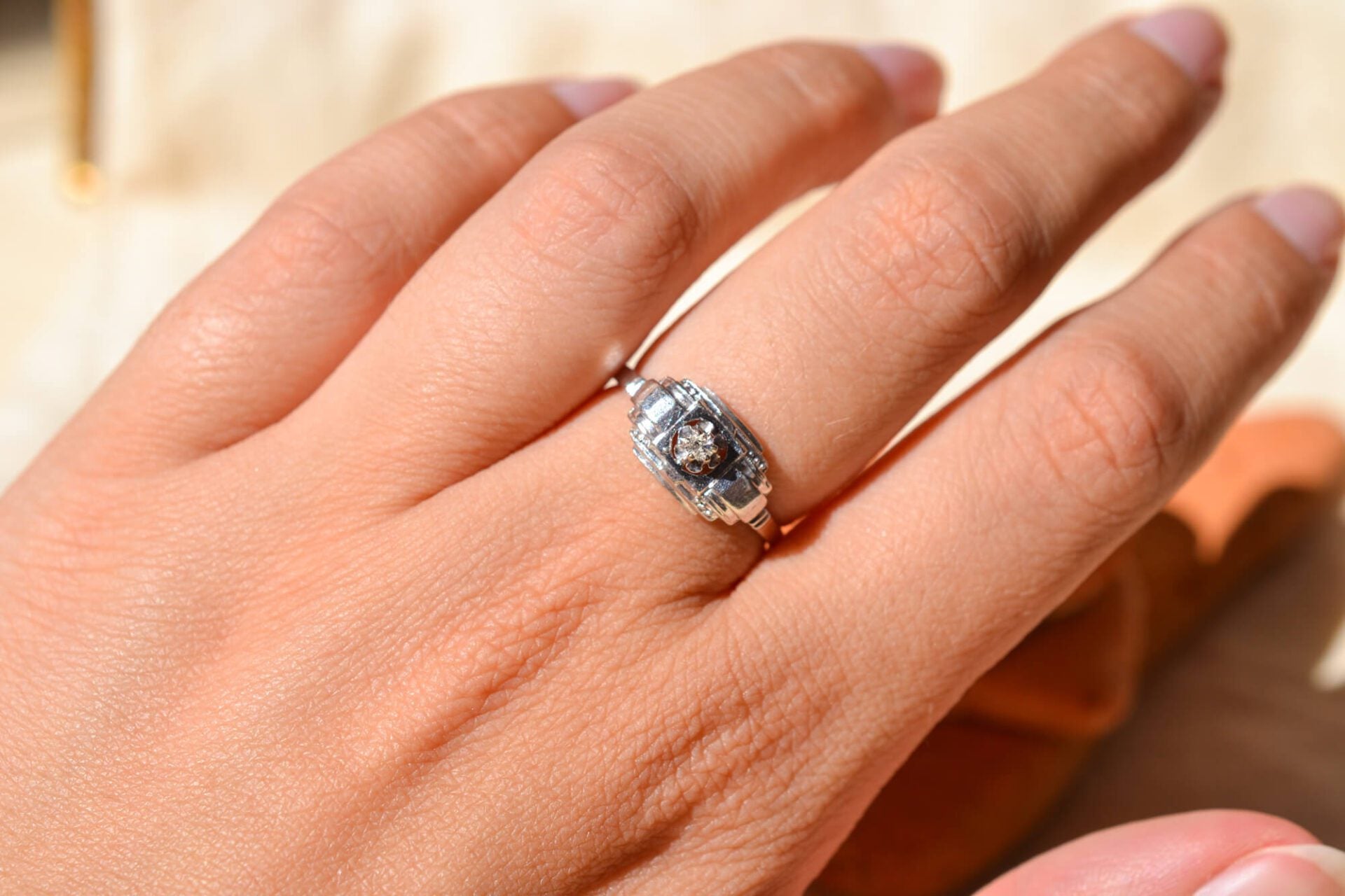 Bague Art Déco Or blanc Diamant