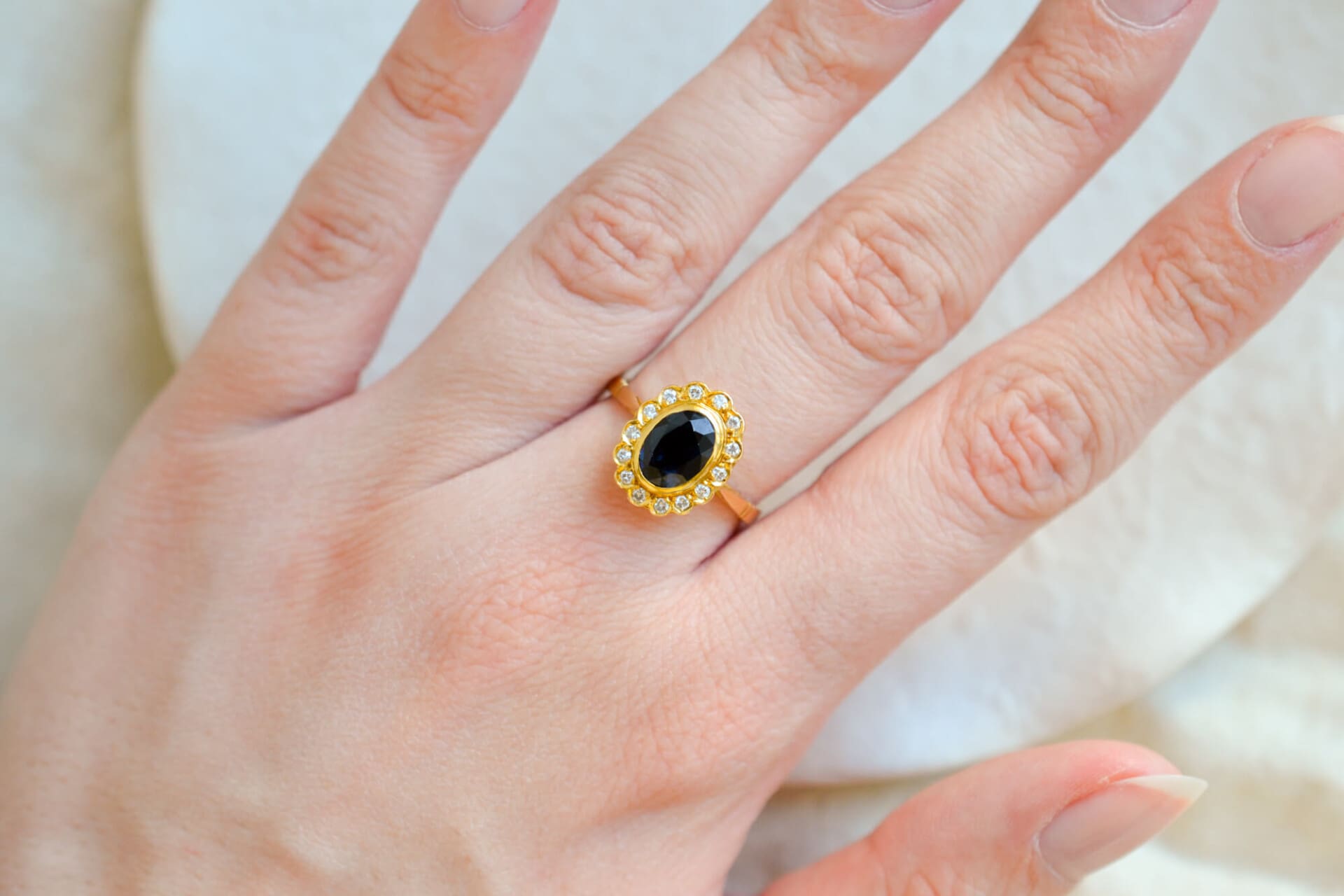 Bague Marguerite Saphir et Diamants