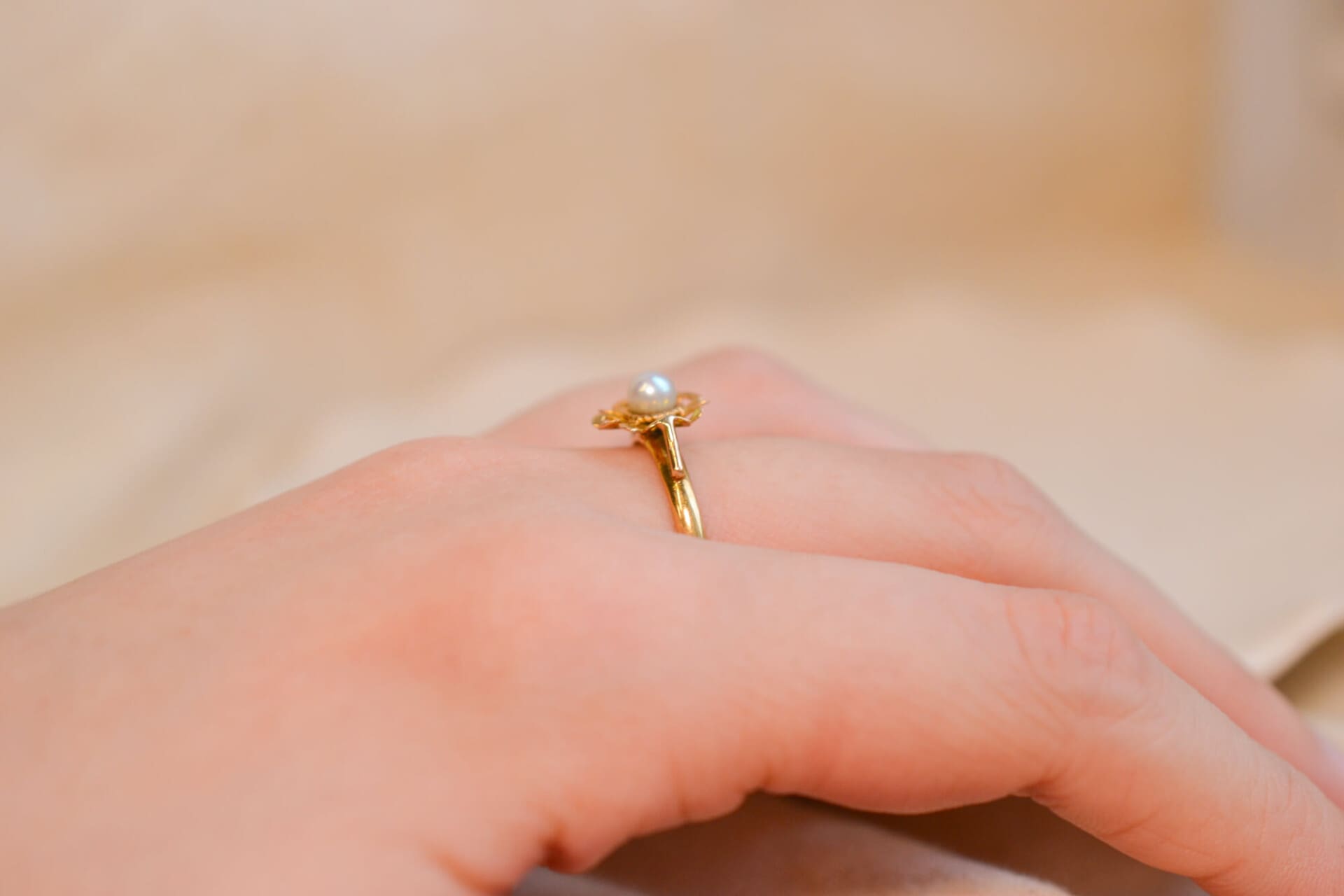 Bague fleur Perle de culture