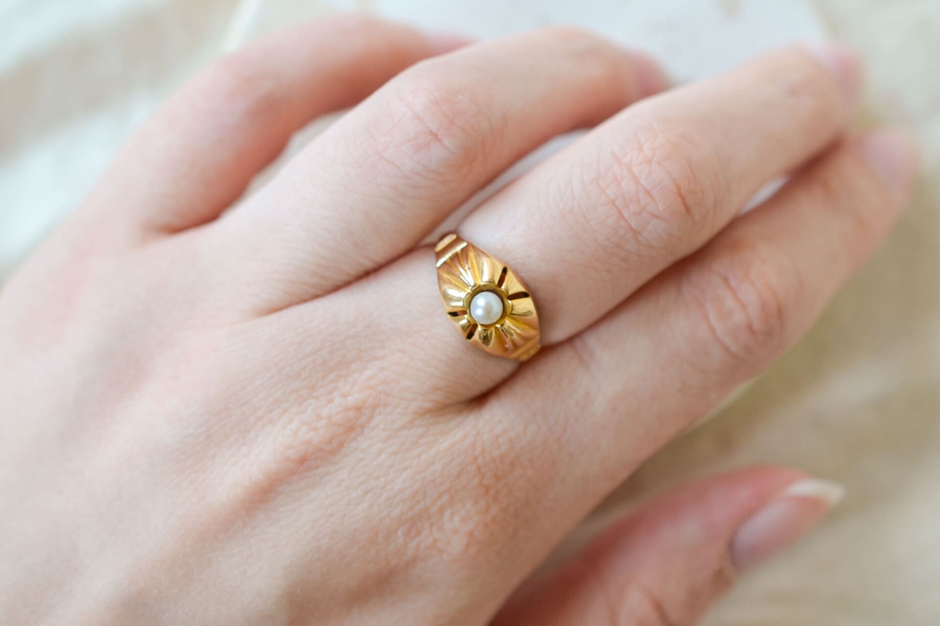 Bague dôme Perle