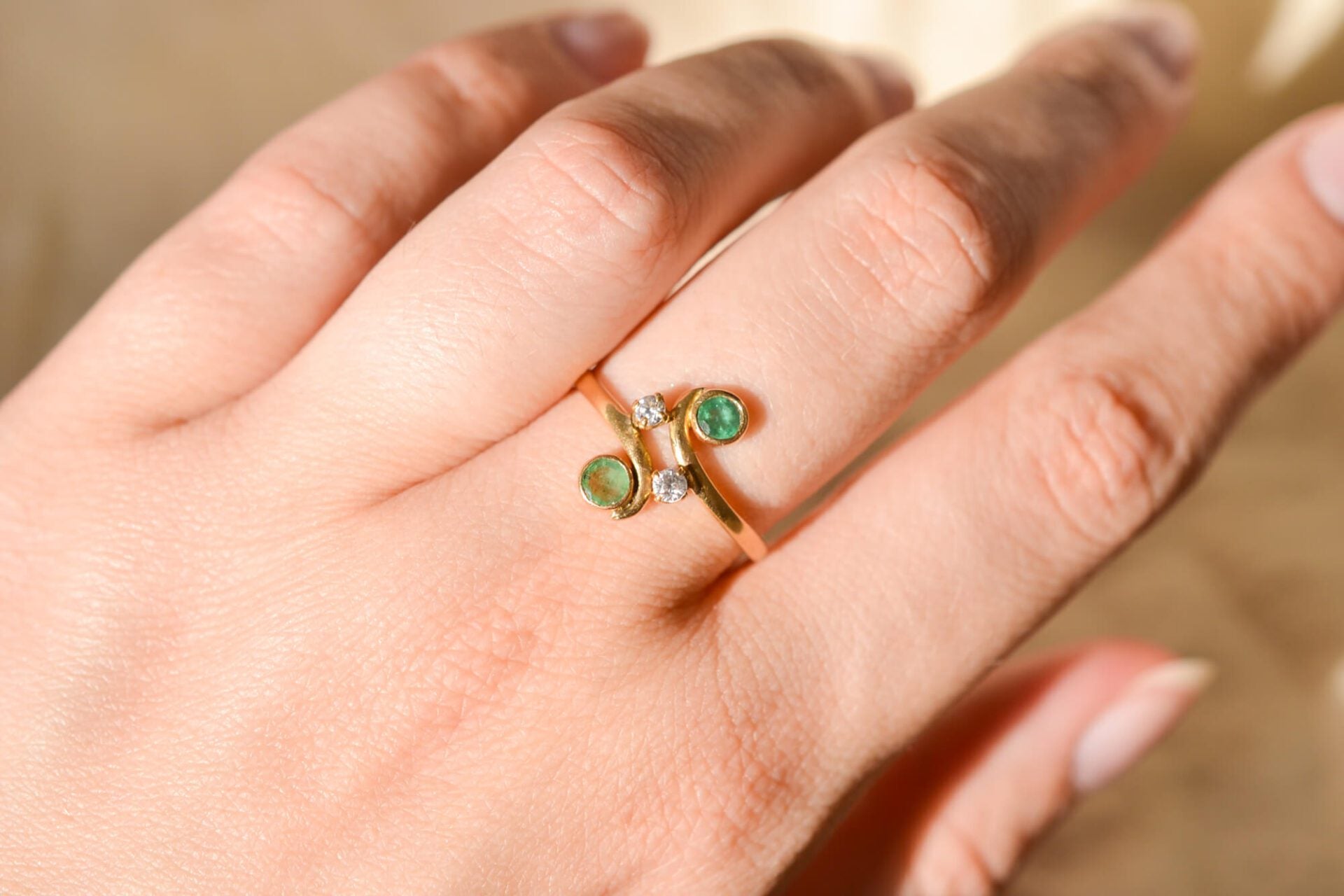 Bague Toi et Moi Emeraudes Oxydes