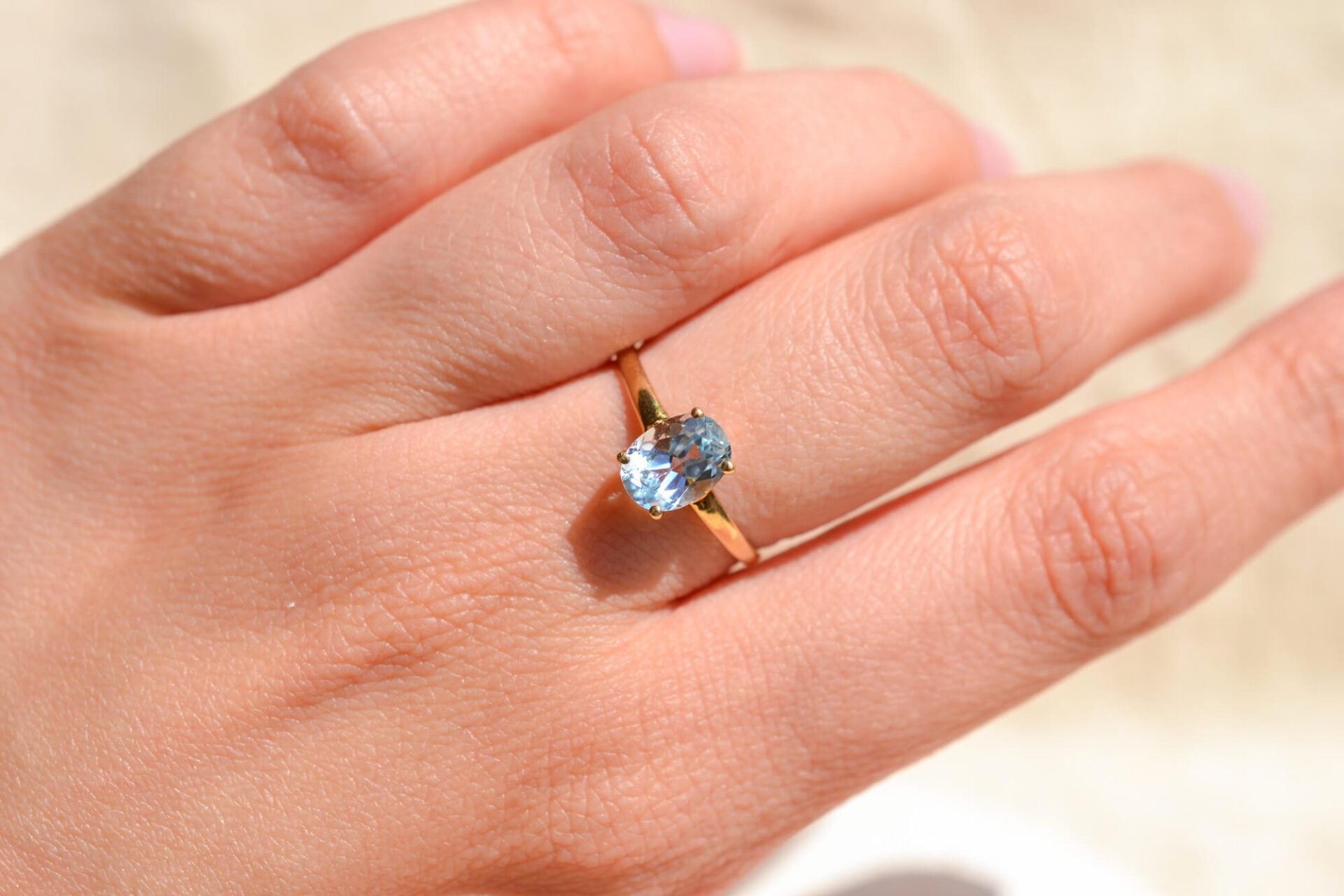 Bague Solitaire Aigue-Marine