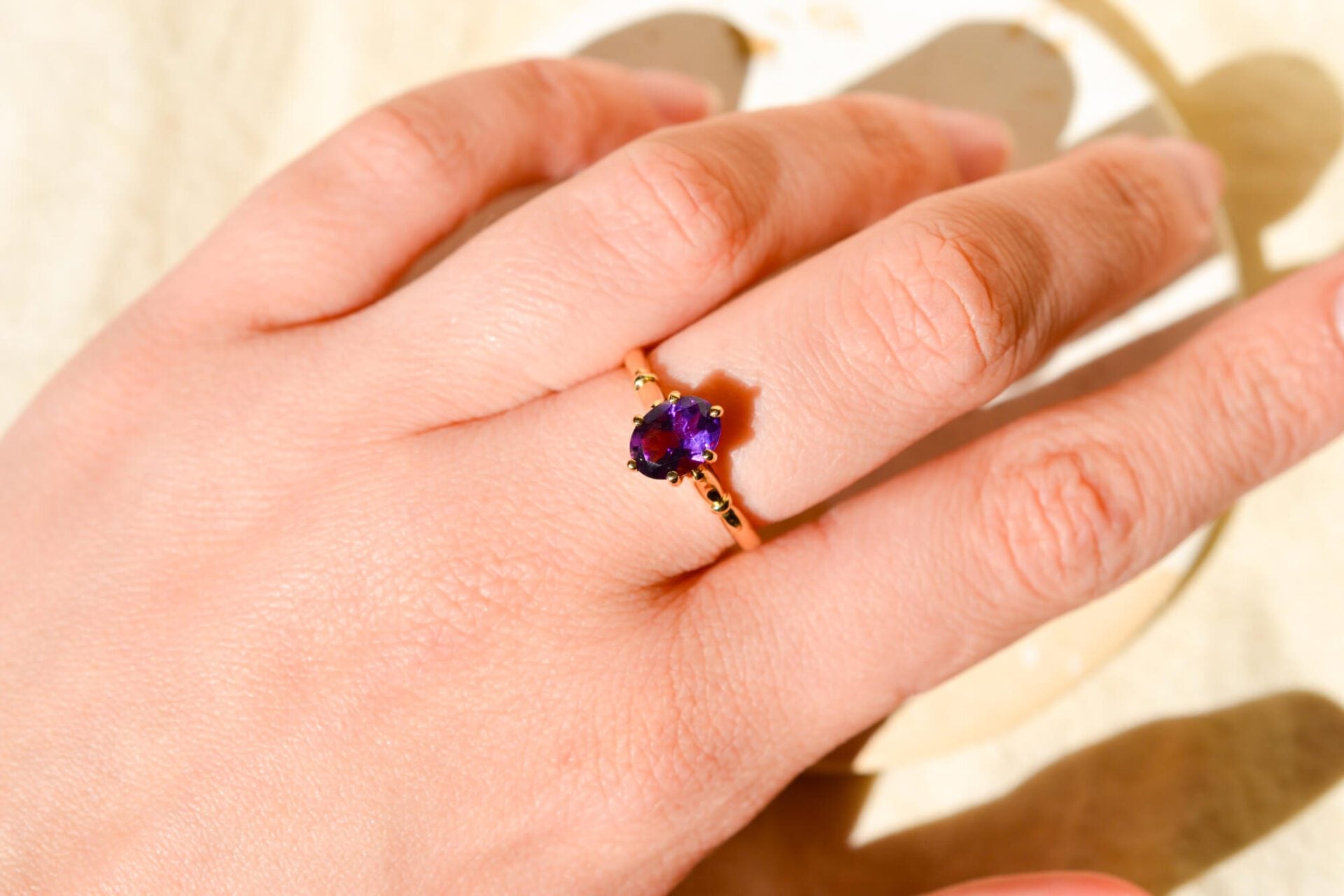 Bague Solitaire Améthyste