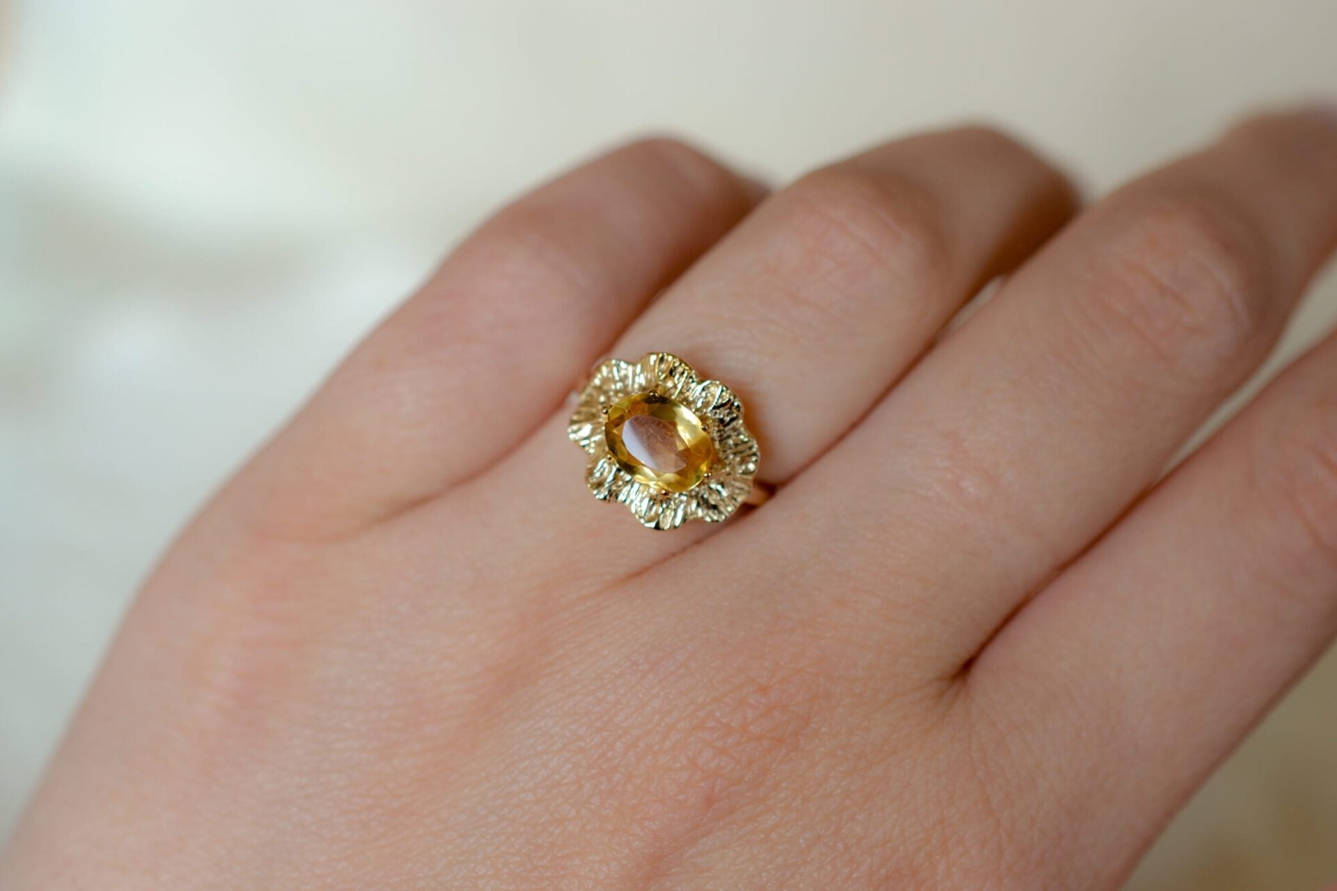 Bague fleur Citrine