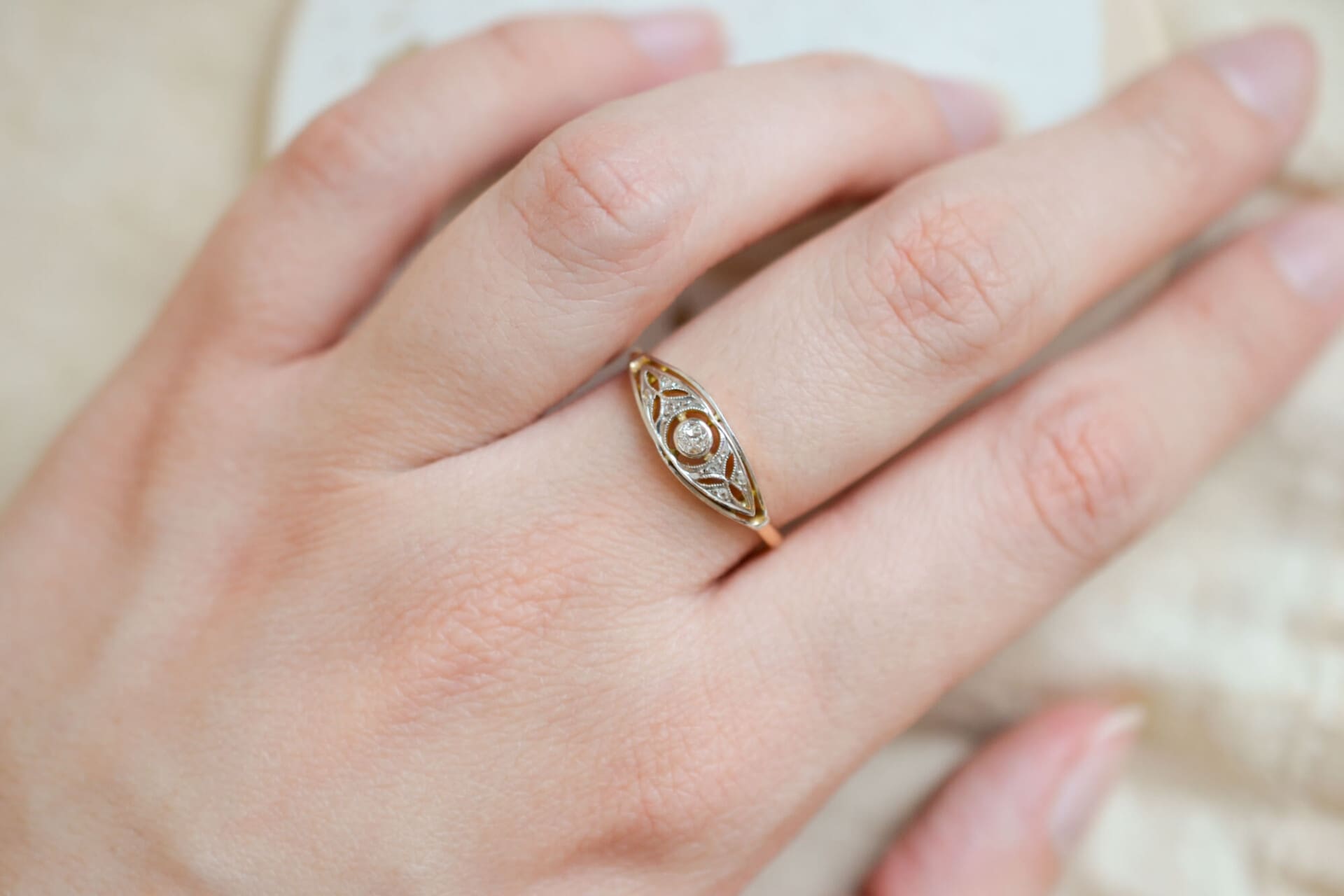 Bague Diamant Art déco ajourée