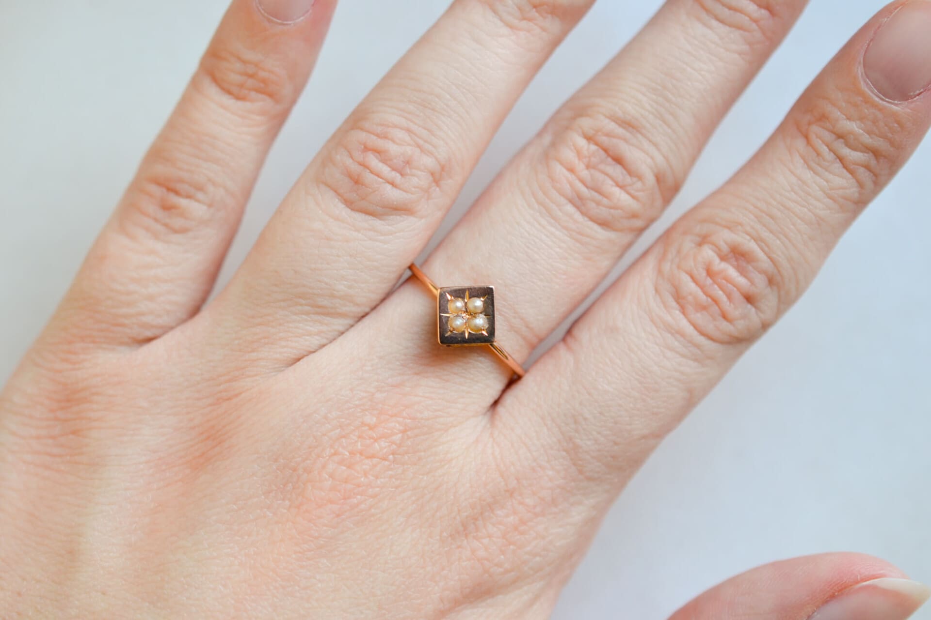 Bague losange 4 demi-perles
