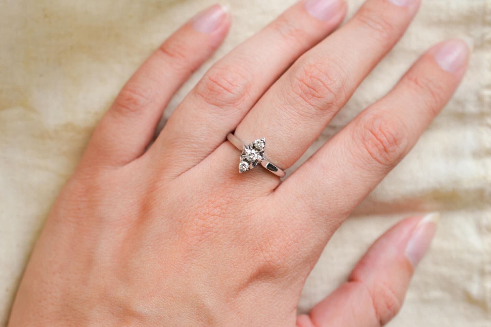 Bague Navette trilogie Diamants