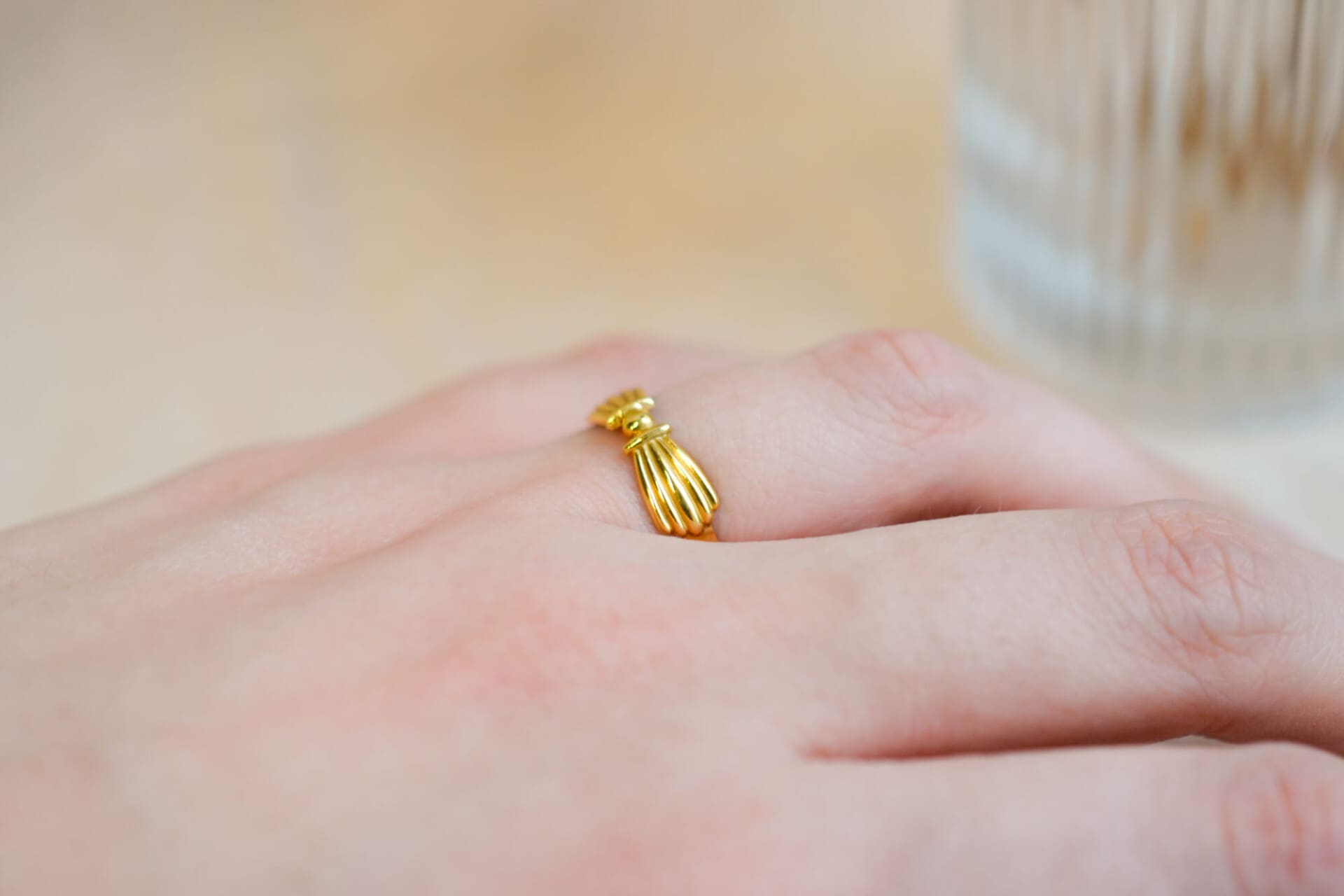 Bague noeud rainuré Or jaune