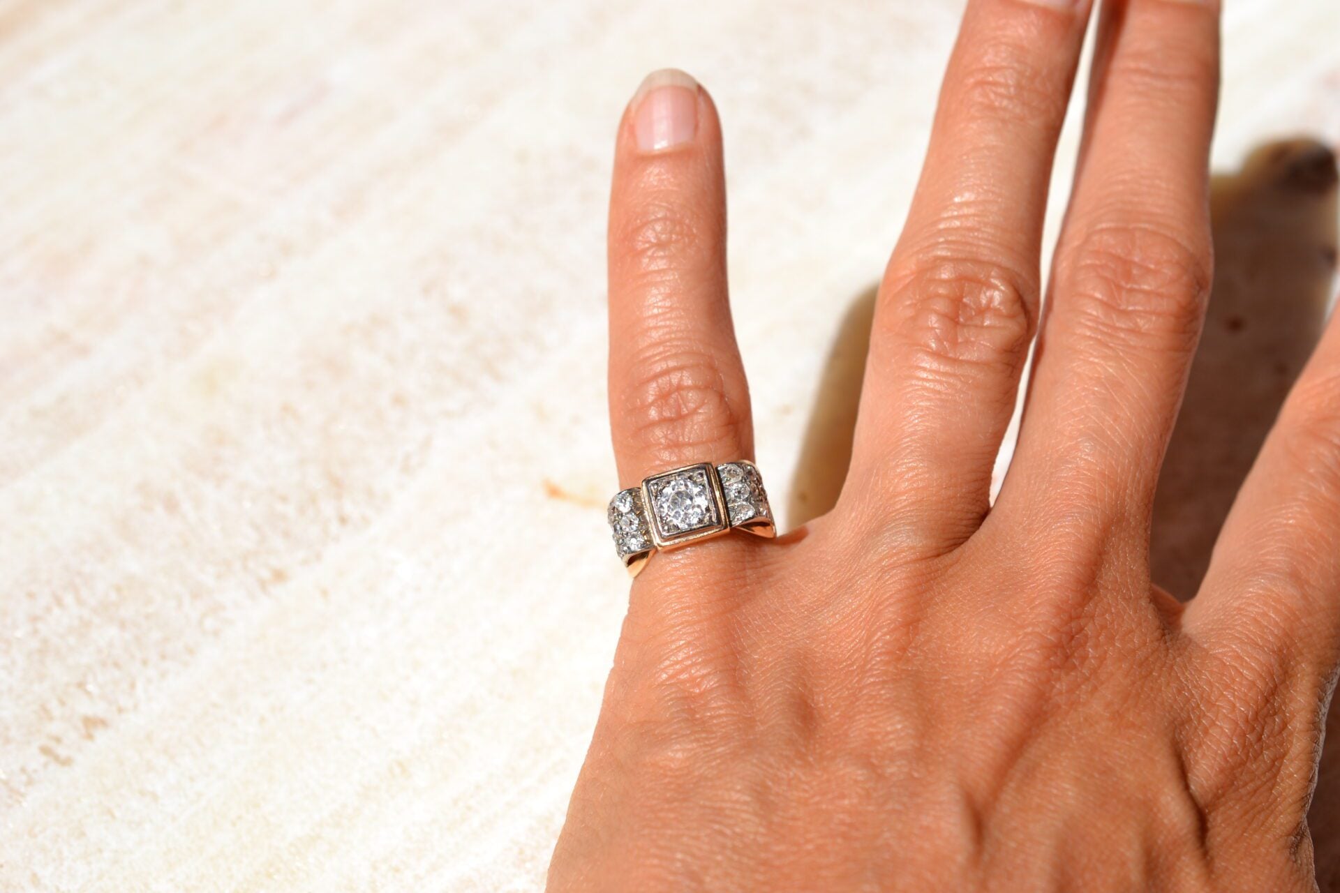 Bague Tank 2 Ors et Diamants