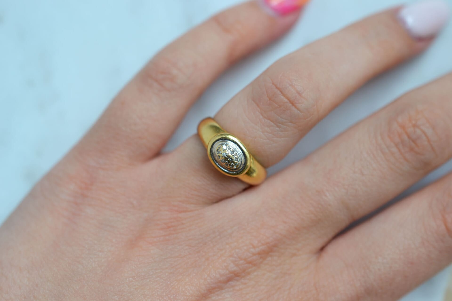 Bague dôme 2 Ors Diamants