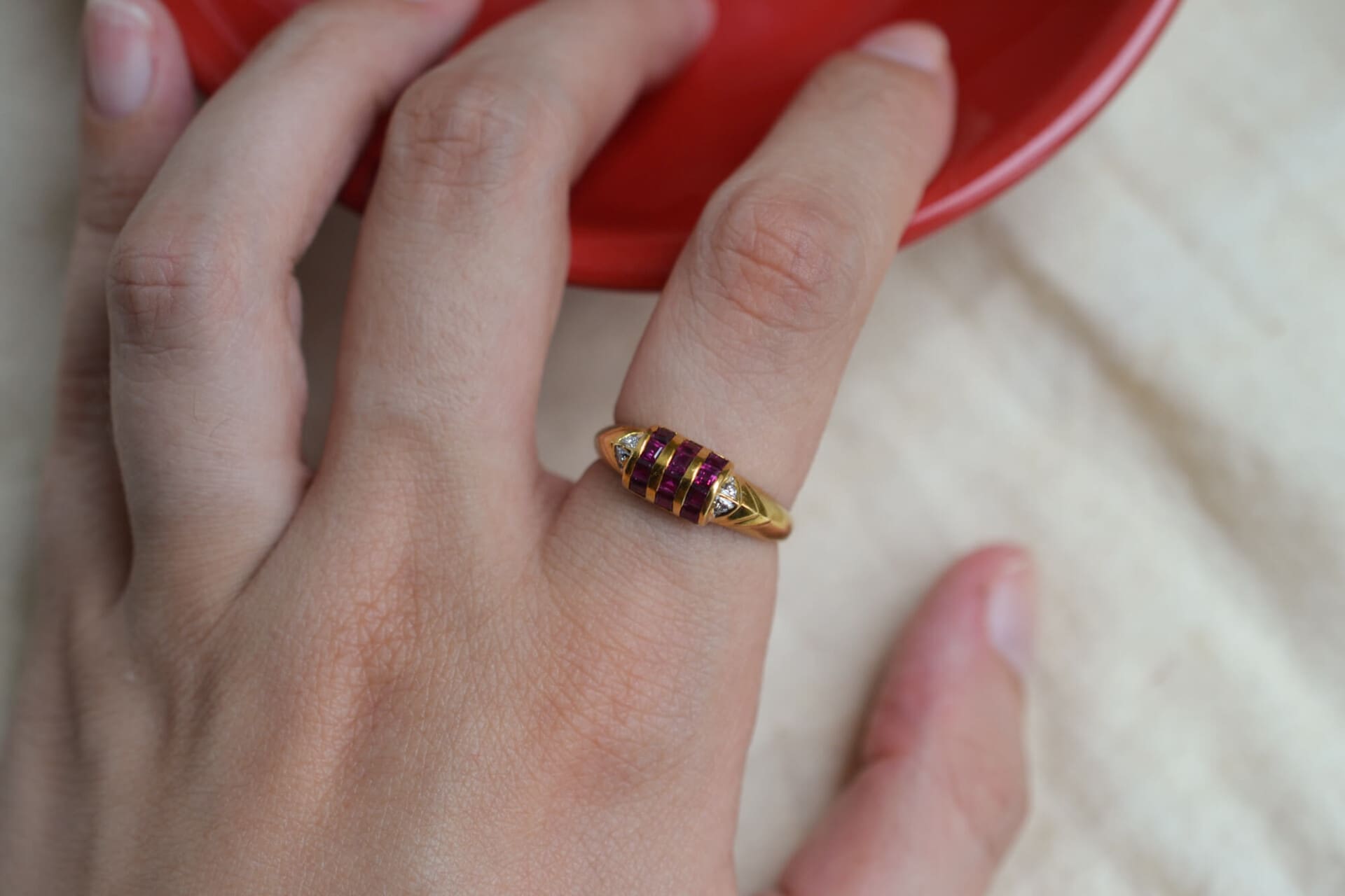 Bague dôme Rubis et Diamants