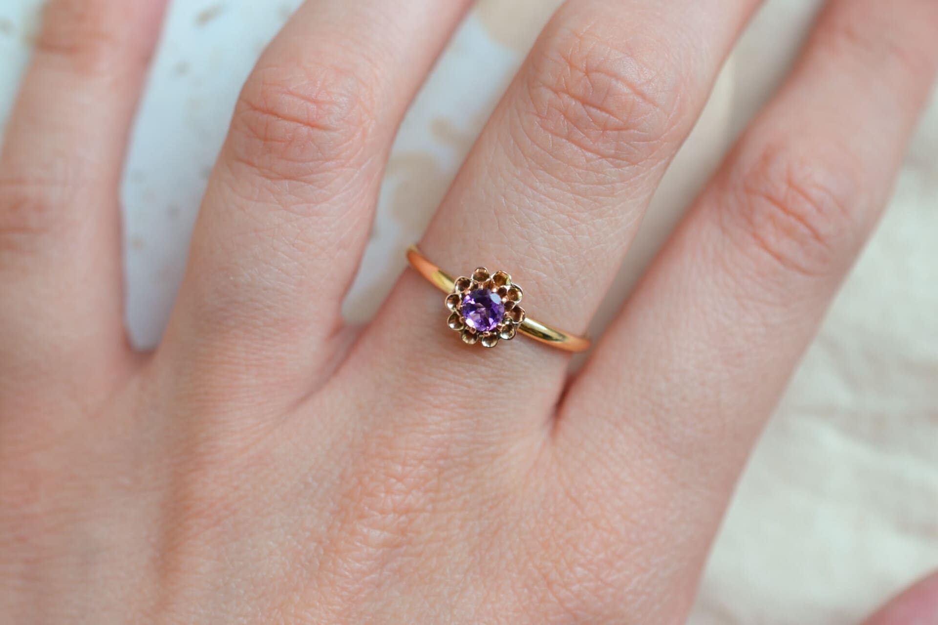 Bague fleur Améthyste