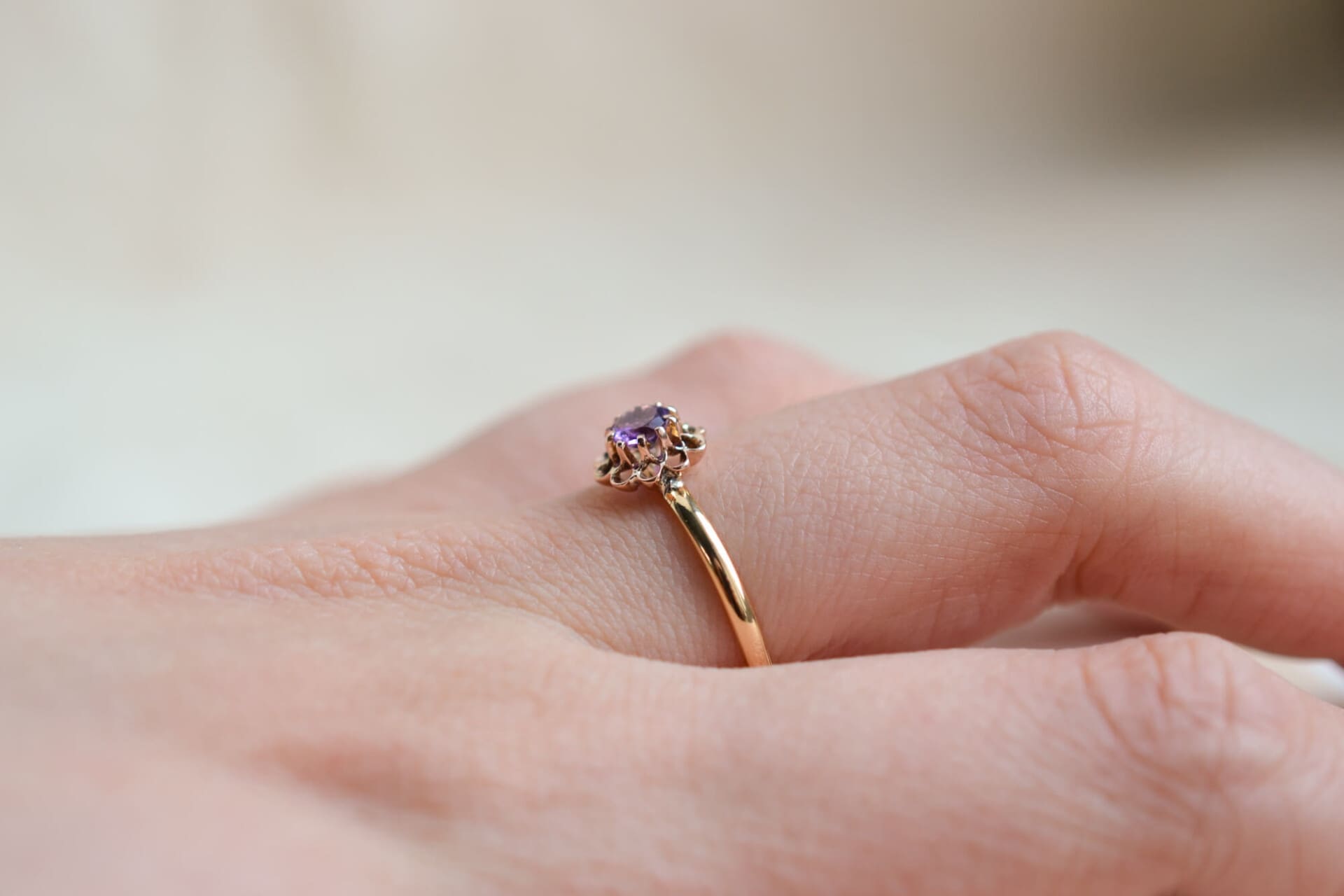 Bague fleur Améthyste