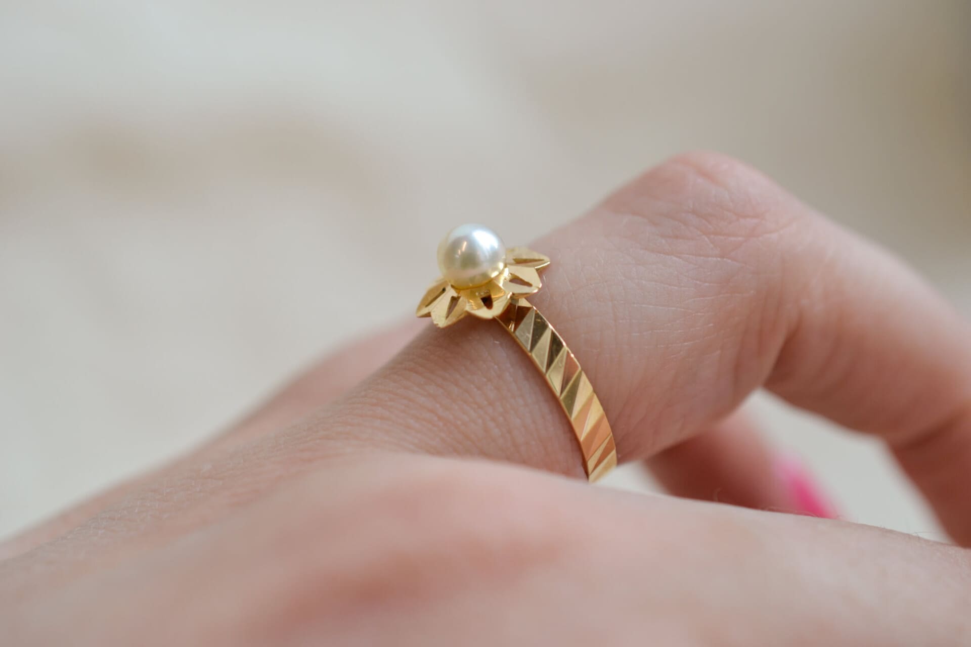 Bague fleur Perle de culture