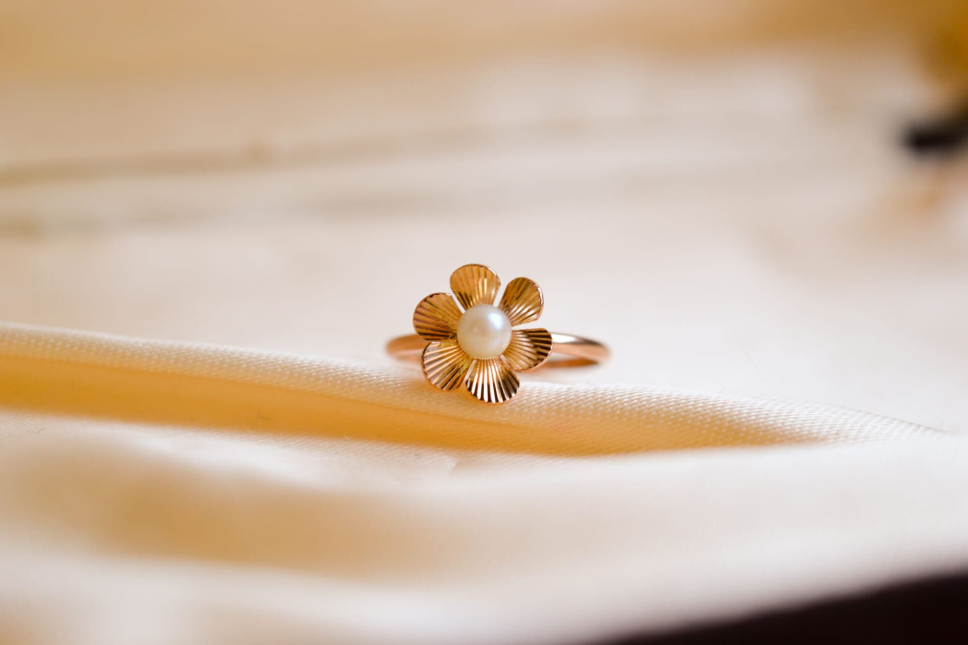 Bague fleur Perle de culture